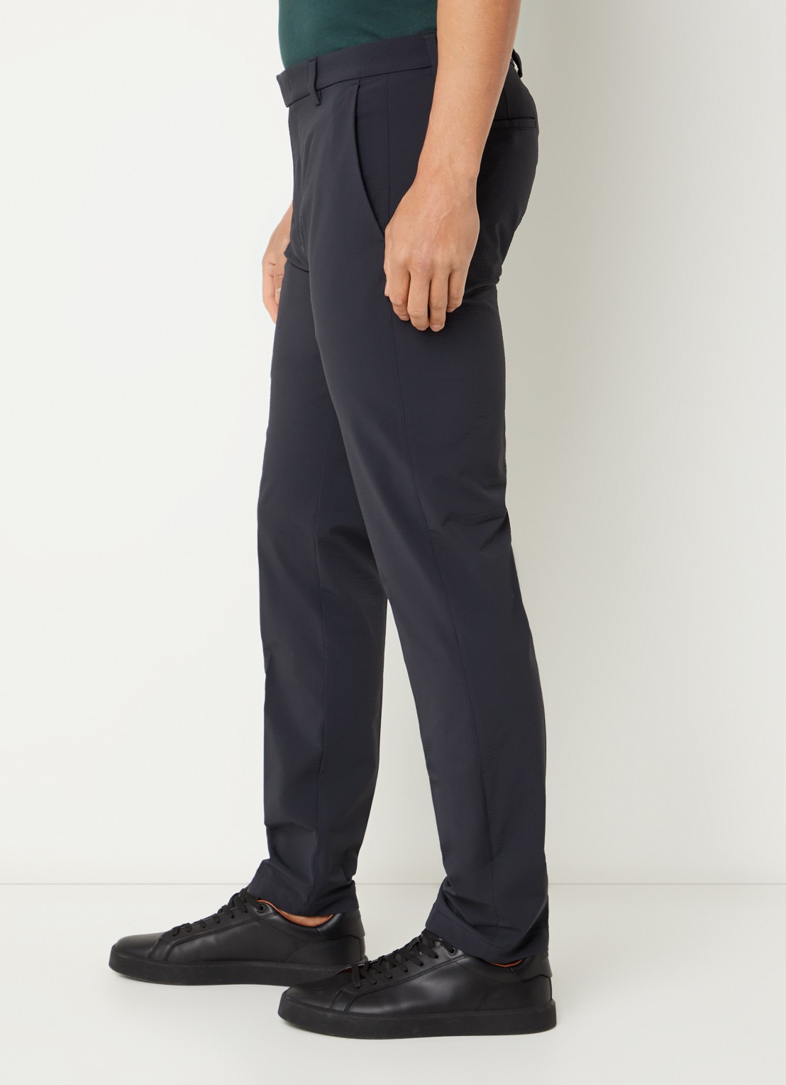 Boggi Milano Slim fit pantalon met structuur en steekzakken - detail 3 donkerblauw