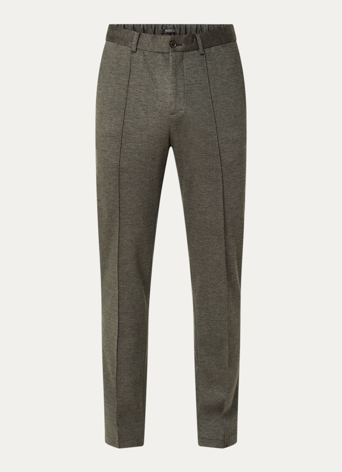 Boggi Milano Slim fit pantalon van jersey met gemêleerd dessin - voorkant 3 bruin