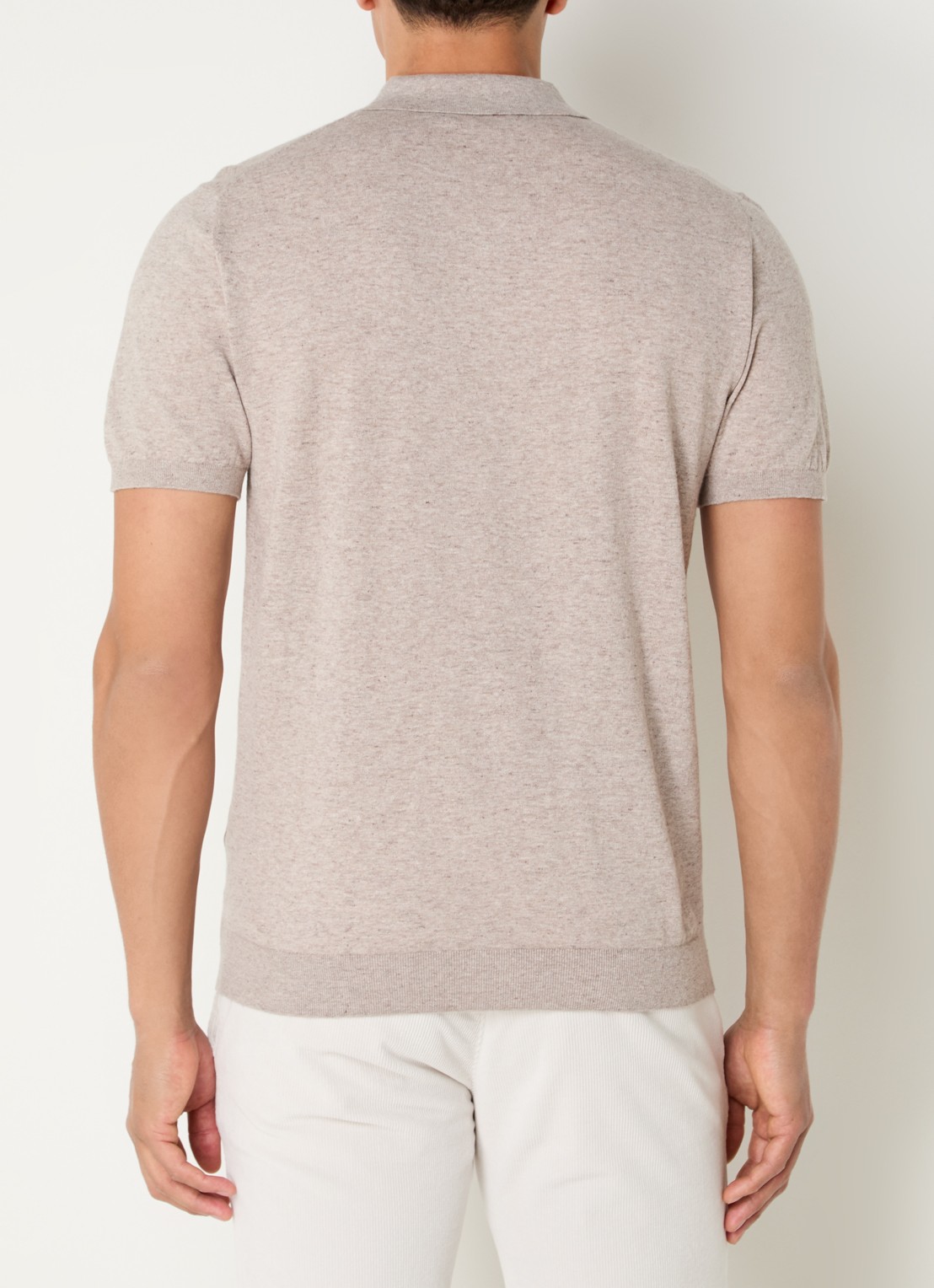 Boggi Milano Slim fit polo in linnenblend - achterkant 4 beige