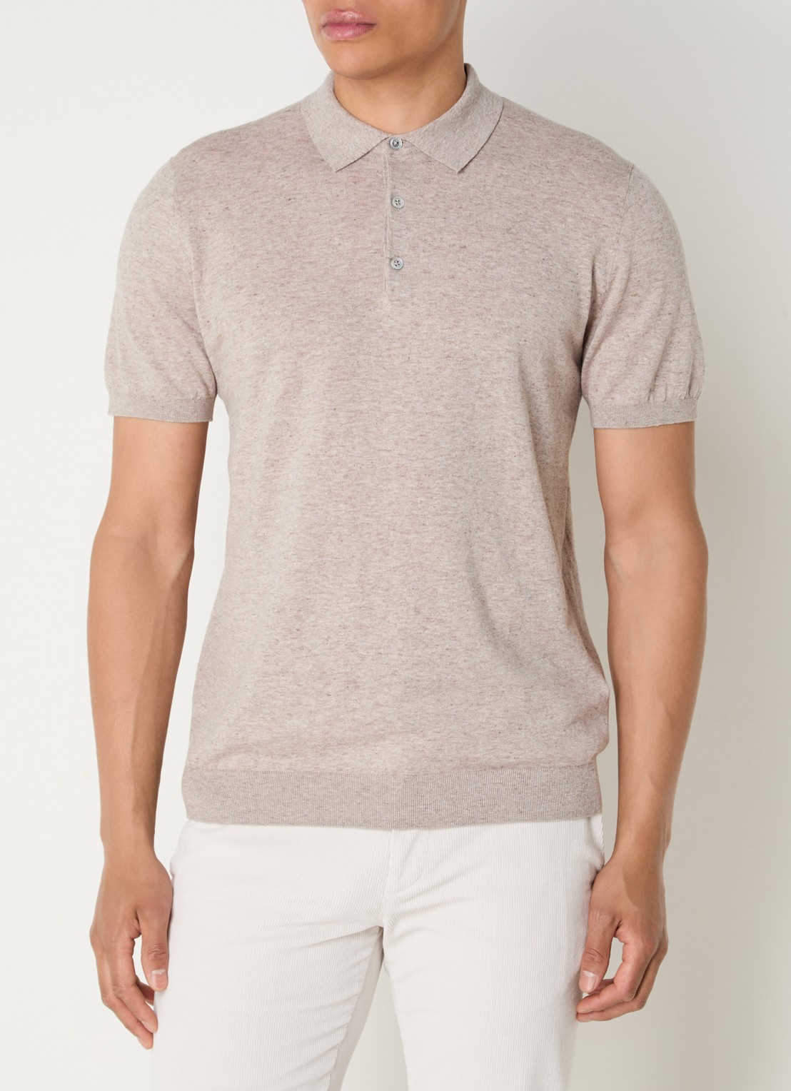 Boggi Milano Slim fit polo in linnenblend - detail beige