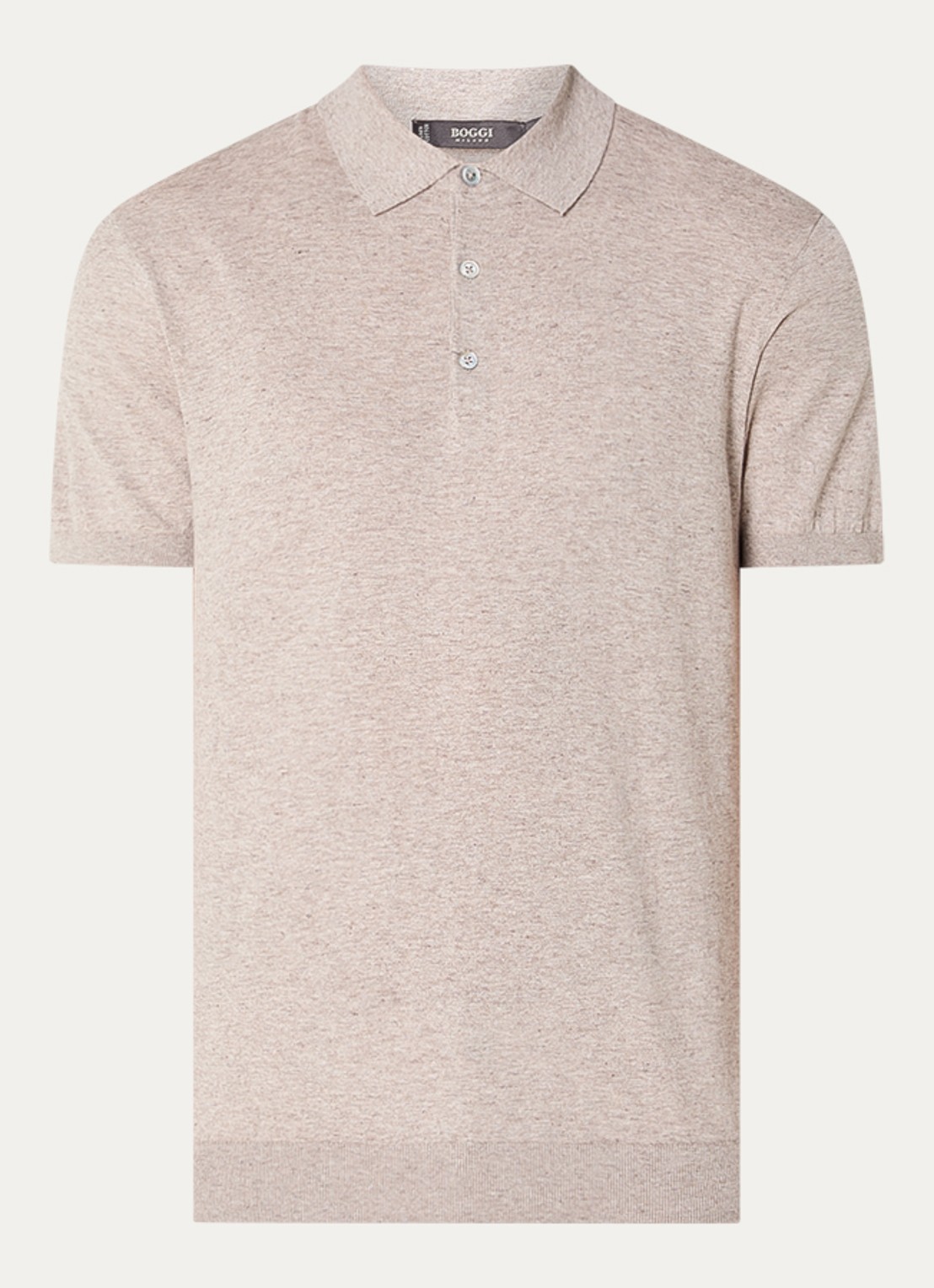 Boggi Milano Slim fit polo in linnenblend - voorkant 2 beige