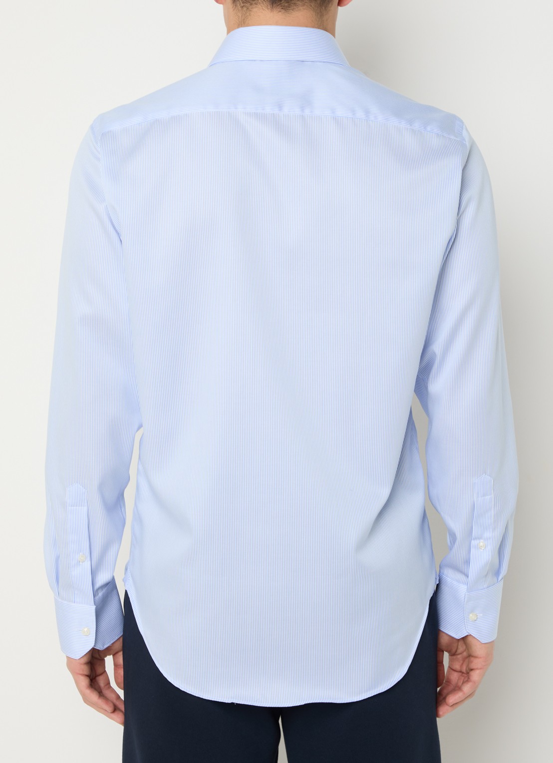 Boggi Milano Slim fit strijkvrij overhemd met streepprint - achterkant lichtblauw