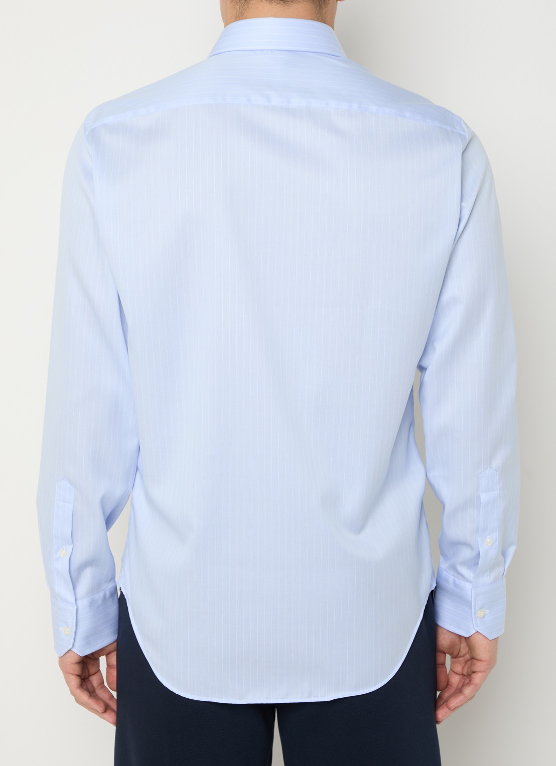 Boggi Milano Slim fit strijkvrij overhemd met streepprint - achterkant 3 lichtblauw