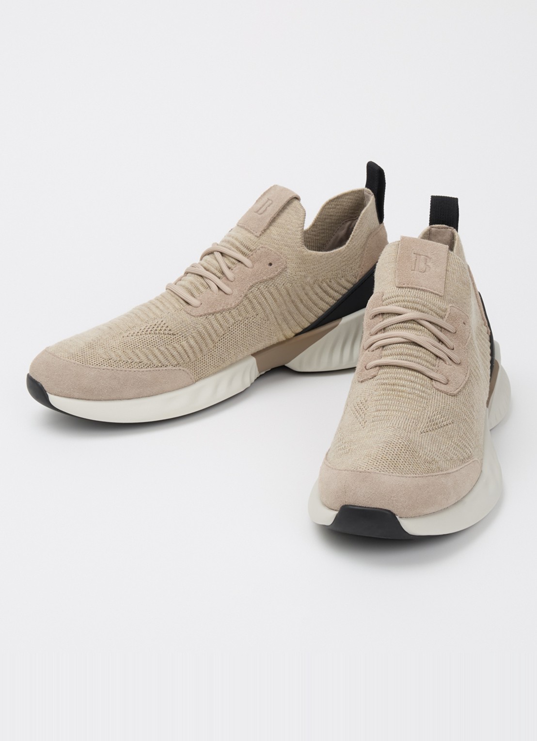 Boggi Milano Sneaker met gebreid bovenwerk - detail taupe