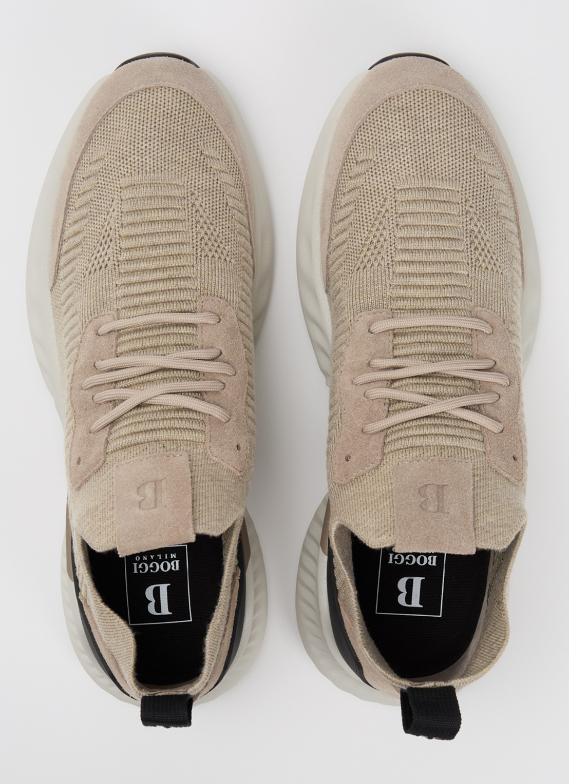 Boggi Milano Sneaker met gebreid bovenwerk - detail 2 taupe