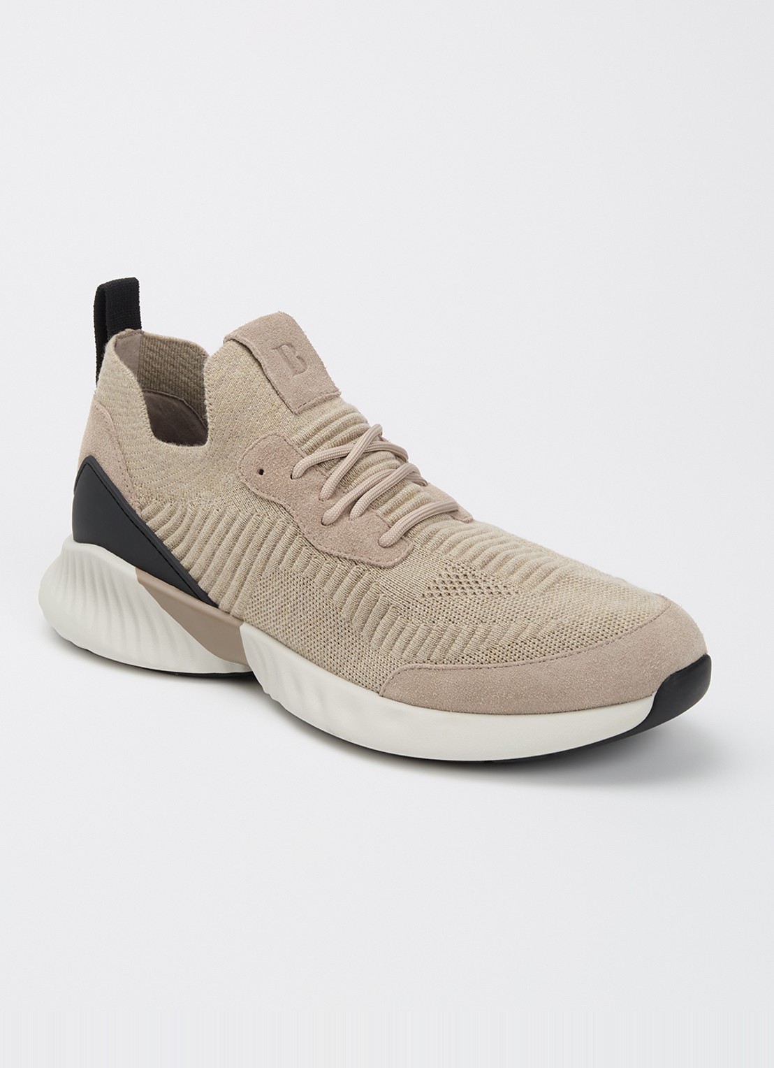 Boggi Milano Sneaker met gebreid bovenwerk - voorkant 4 taupe