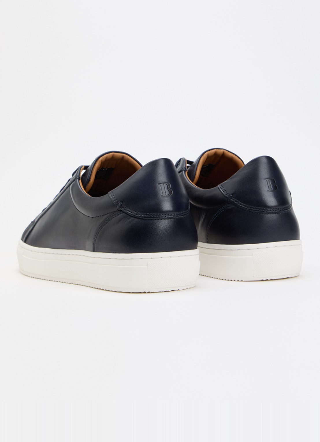 Boggi Milano Sneaker van leer met logo - achterkant 2 donkerblauw