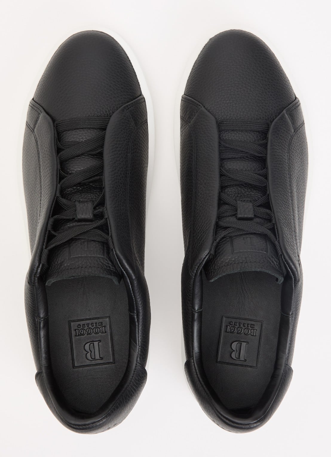 Boggi Milano Sneaker van leer met logo - detail 2 zwart