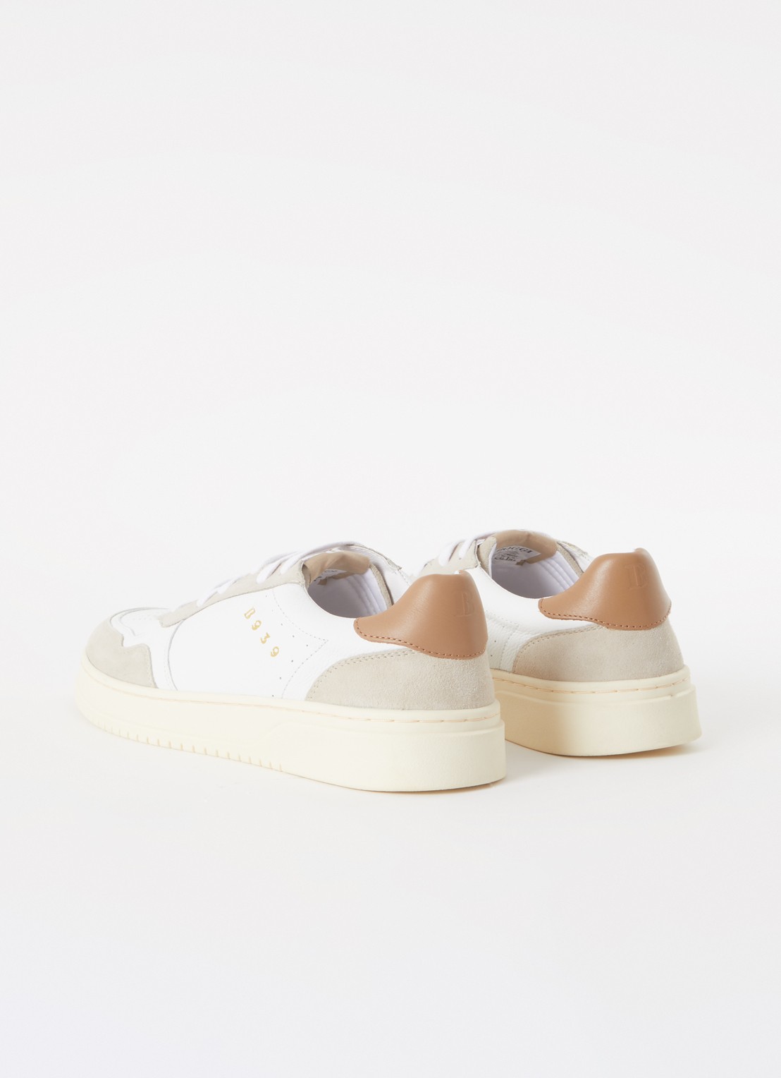 Boggi Milano Sneaker van leer met suède details - achterkant 5 wit