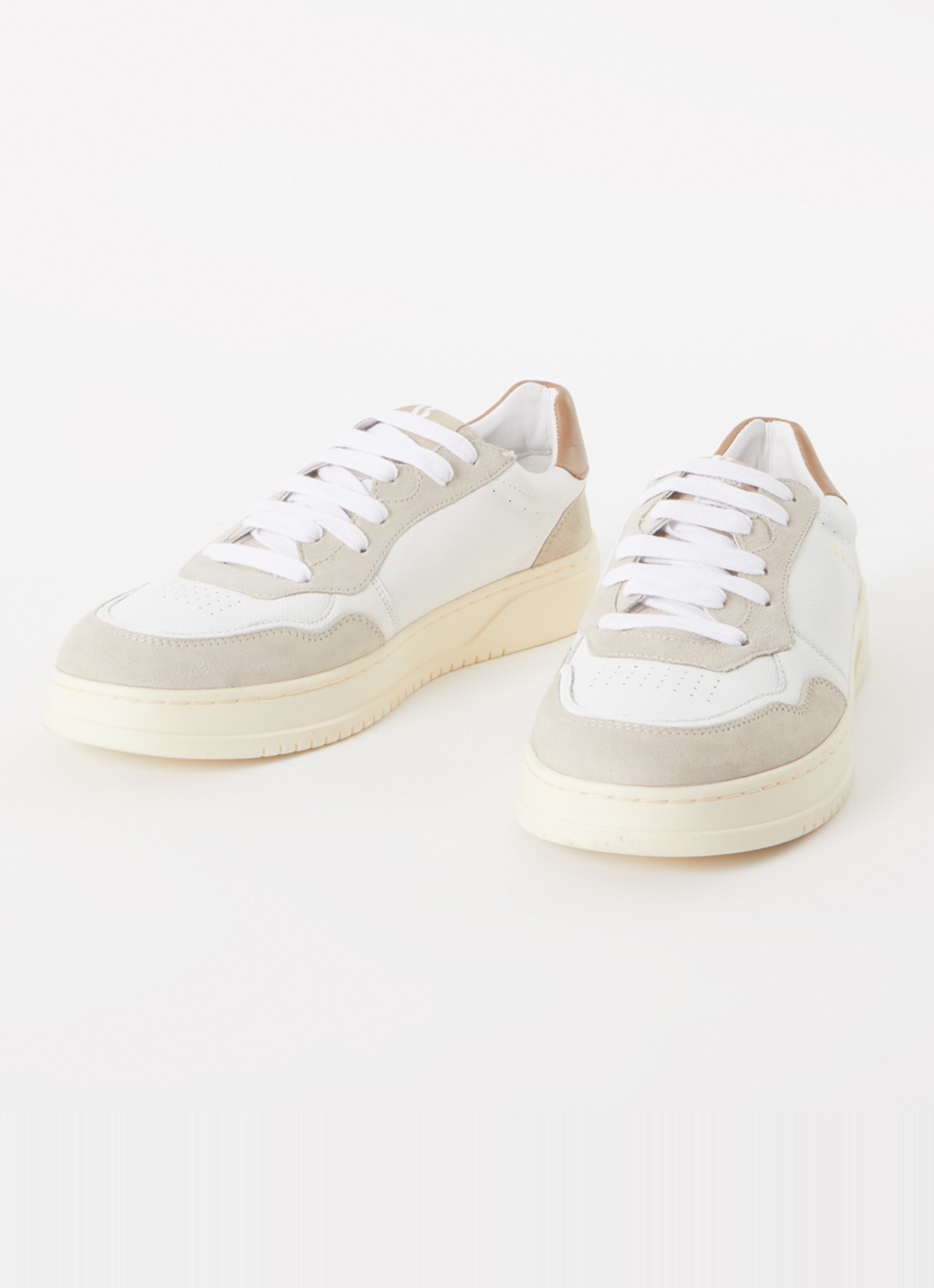 Boggi Milano Sneaker van leer met suède details - detail wit