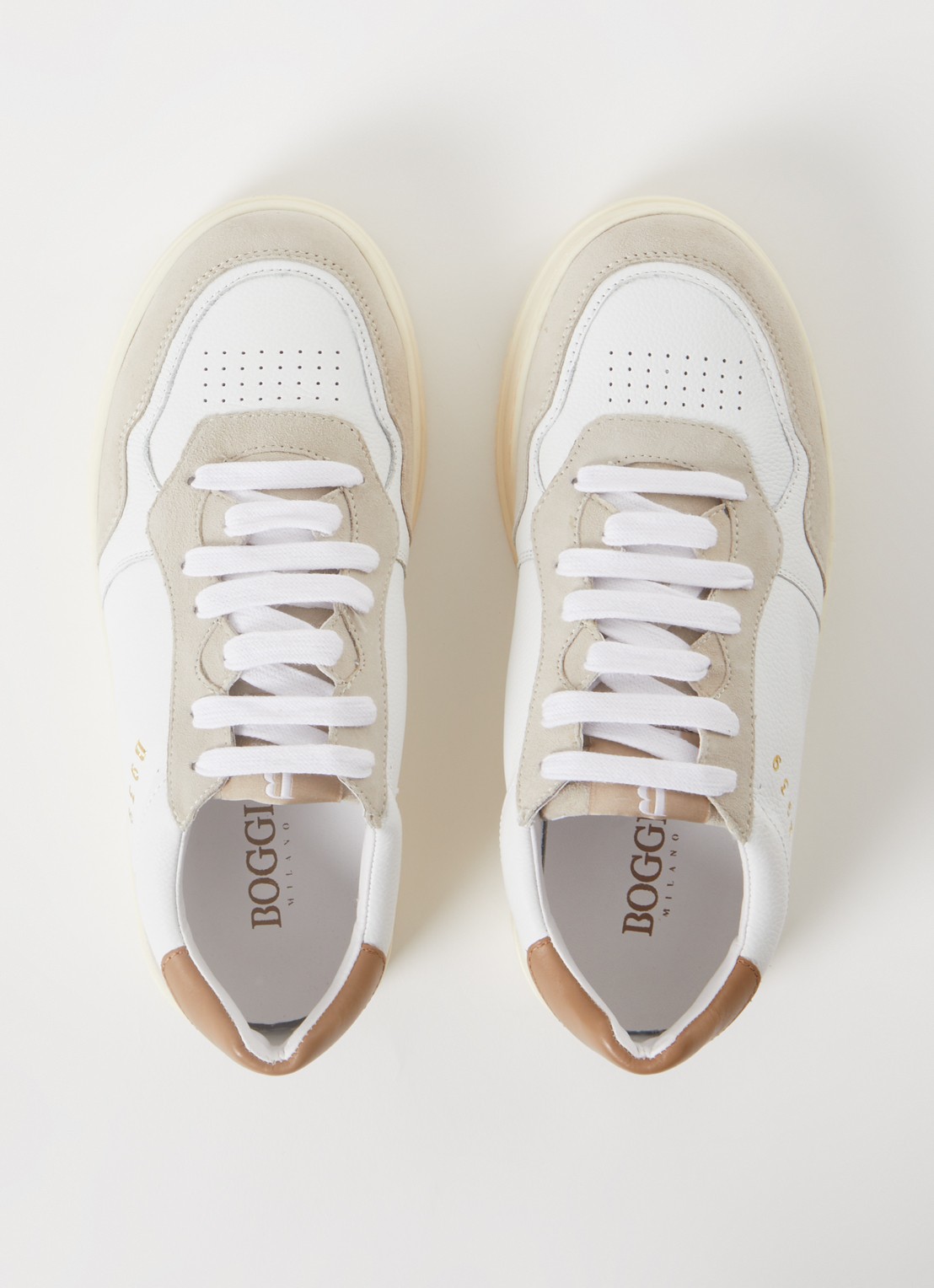 Boggi Milano Sneaker van leer met suède details - detail 2 wit