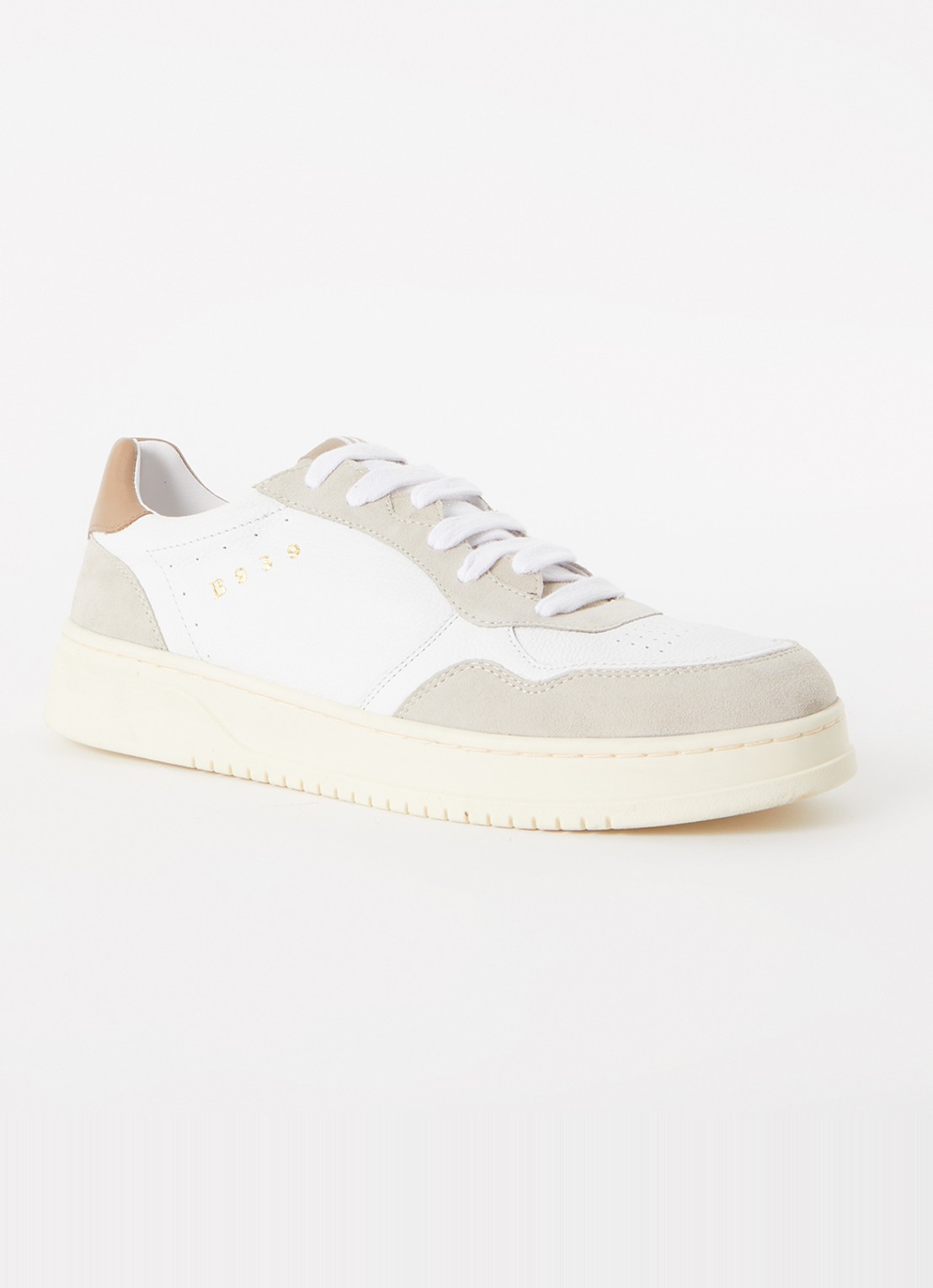 Boggi Milano Sneaker van leer met suède details - voorkant 4 wit