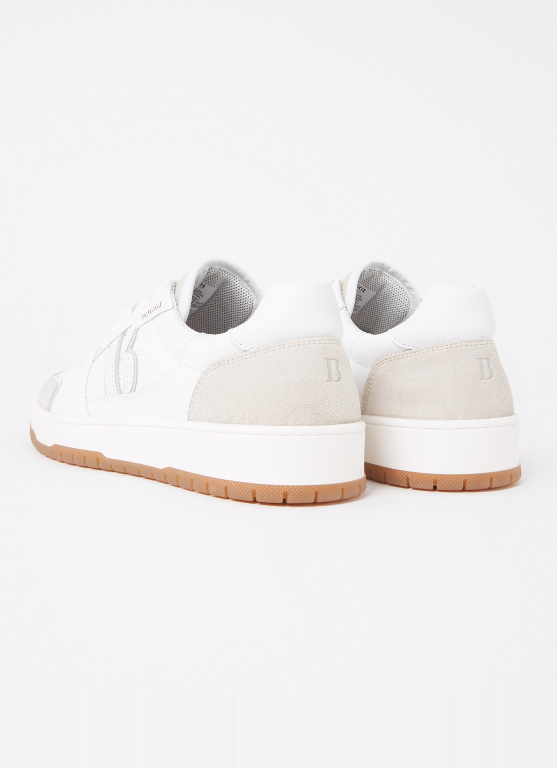 Boggi Milano Sneaker van leer met suède details - achterkant wit