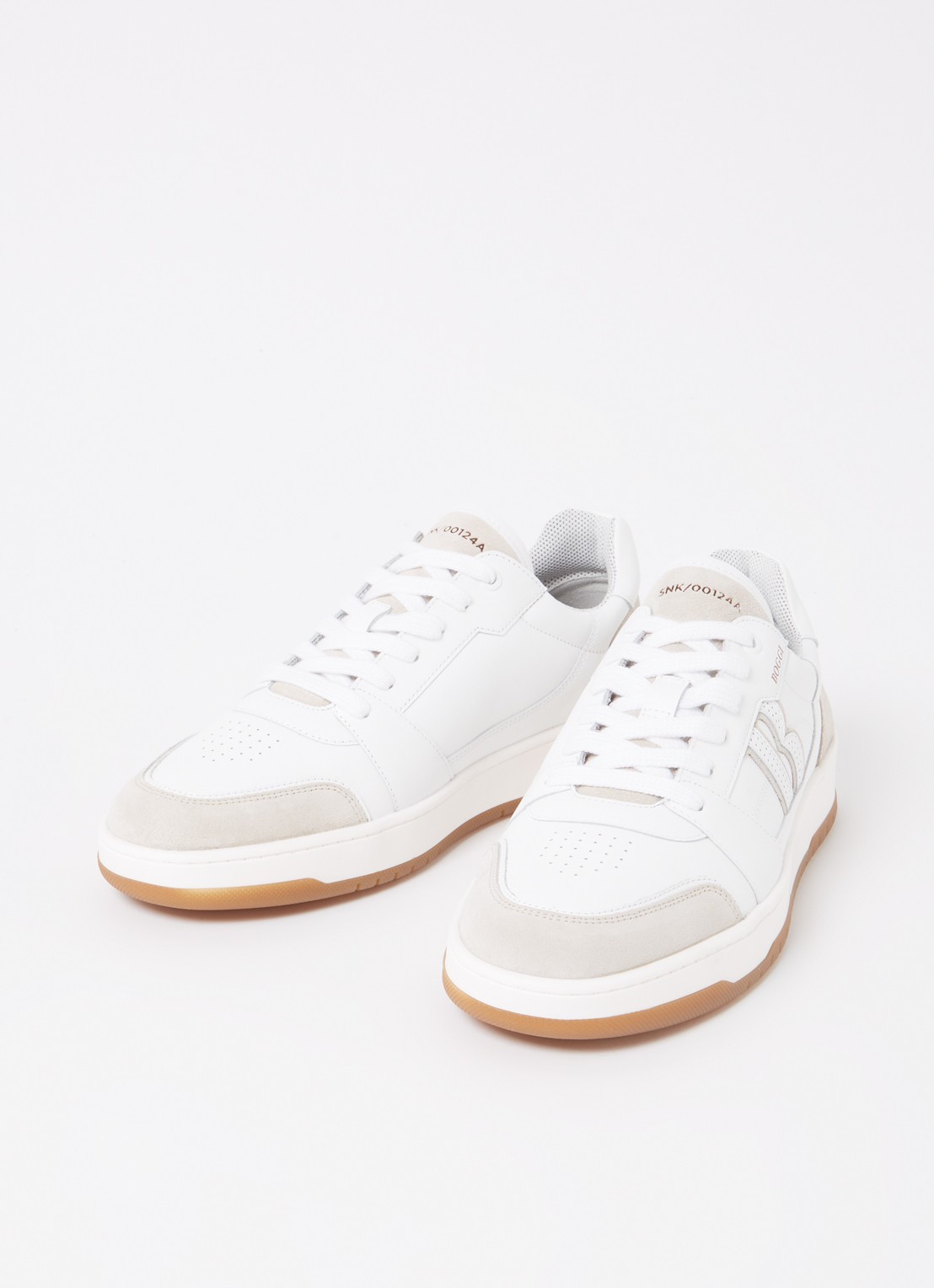 Boggi Milano Sneaker van leer met suède details - detail 3 wit