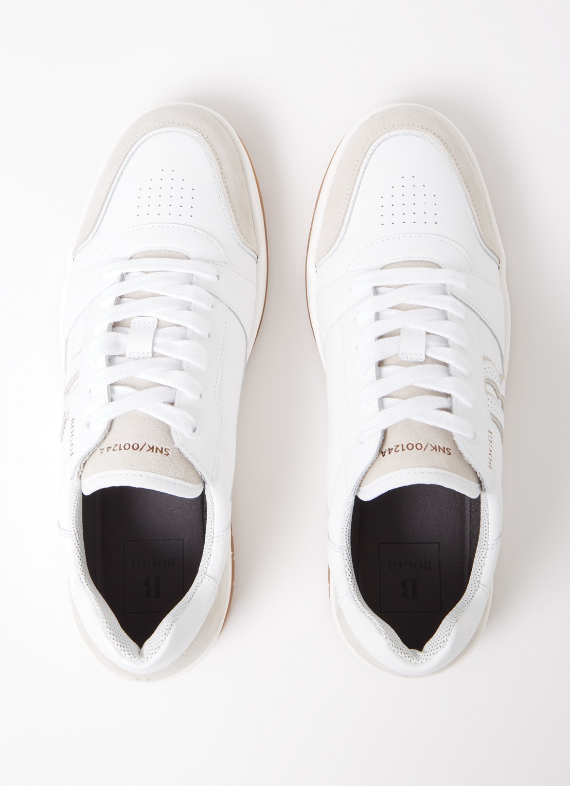 Boggi Milano Sneaker van leer met suède details - detail 4 wit