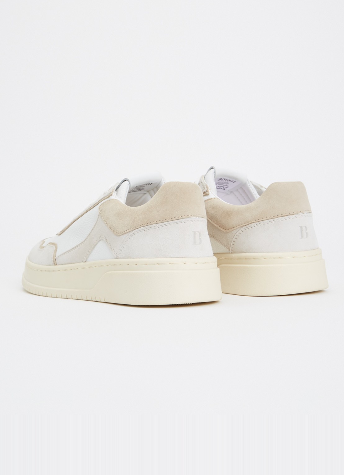 Boggi Milano Sneaker van leer met suède details - achterkant 5 beige