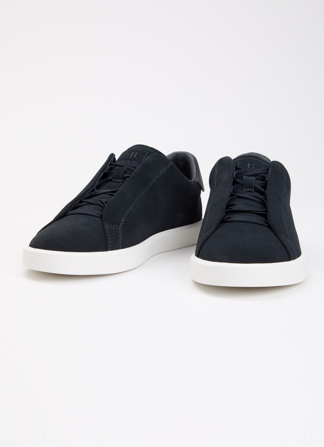 Boggi Milano Sneaker van suède - detail donkerblauw
