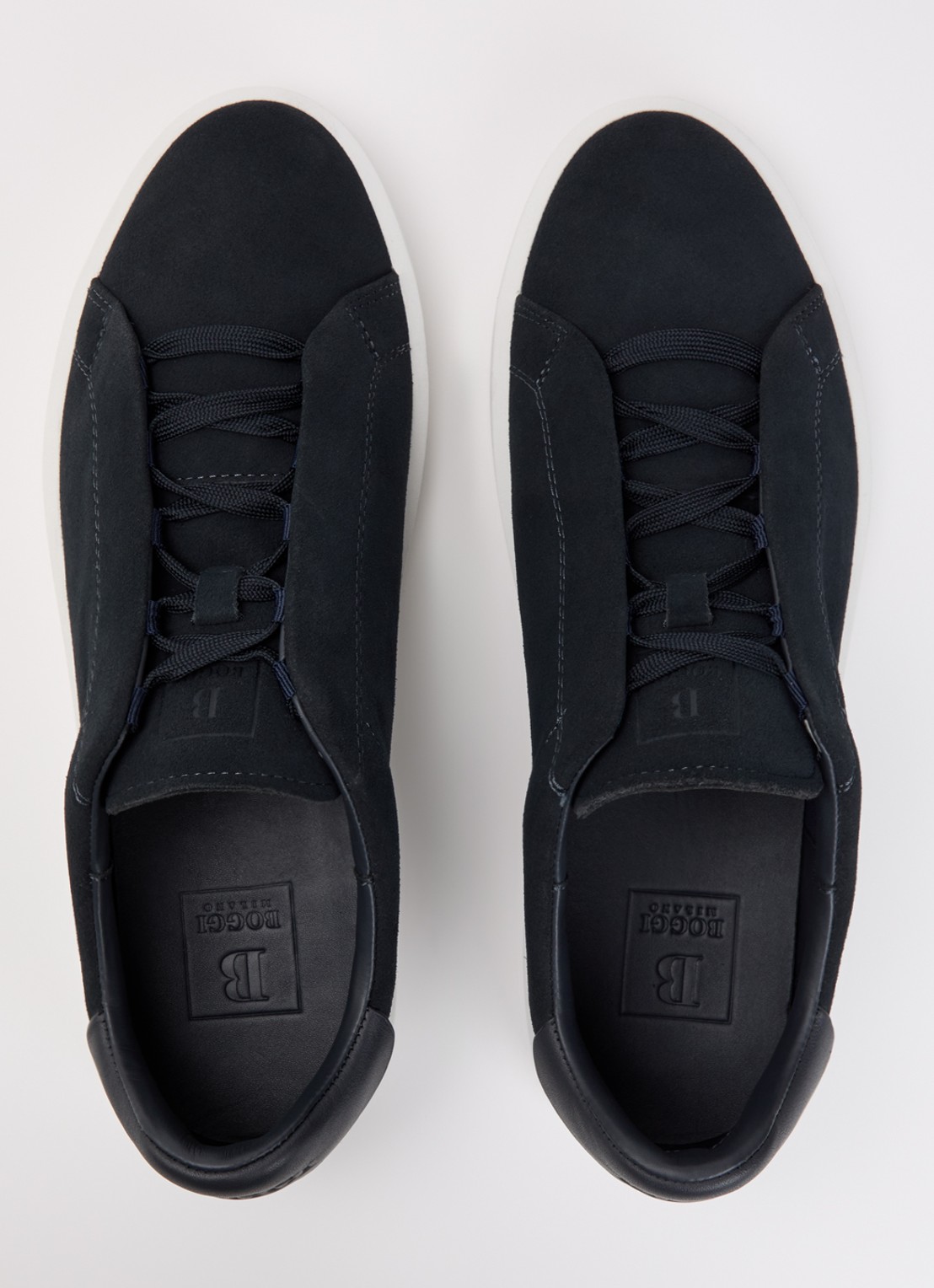 Boggi Milano Sneaker van suède - detail 2 donkerblauw