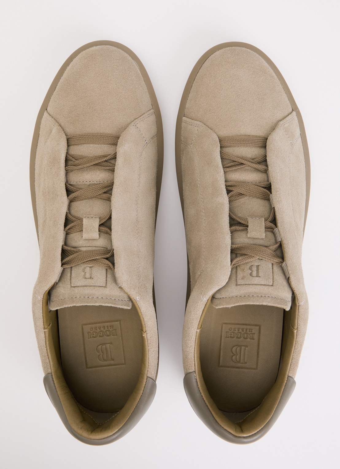 Boggi Milano Sneaker van suède - detail 3 beige