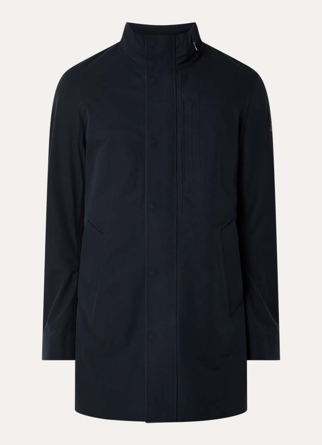Boggi Milano Softshell jack met opbergbare capuchon en steekzakken - voorkant 3 donkerblauw