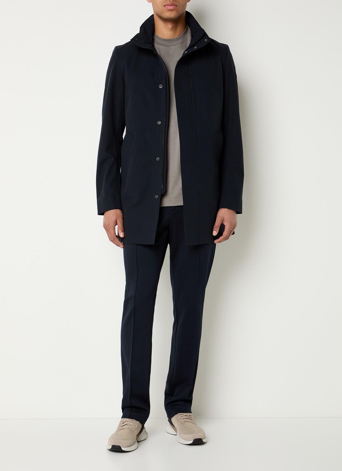 Boggi Milano Softshell jack met opbergbare capuchon en steekzakken - voorkant 4 donkerblauw