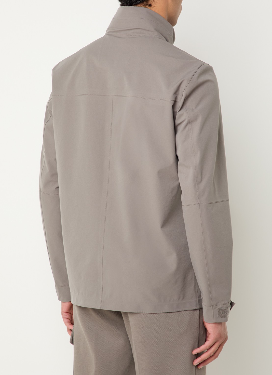 Boggi Milano Softshell jack met opbergbare capuchon en steekzakken - achterkant bronsgroen
