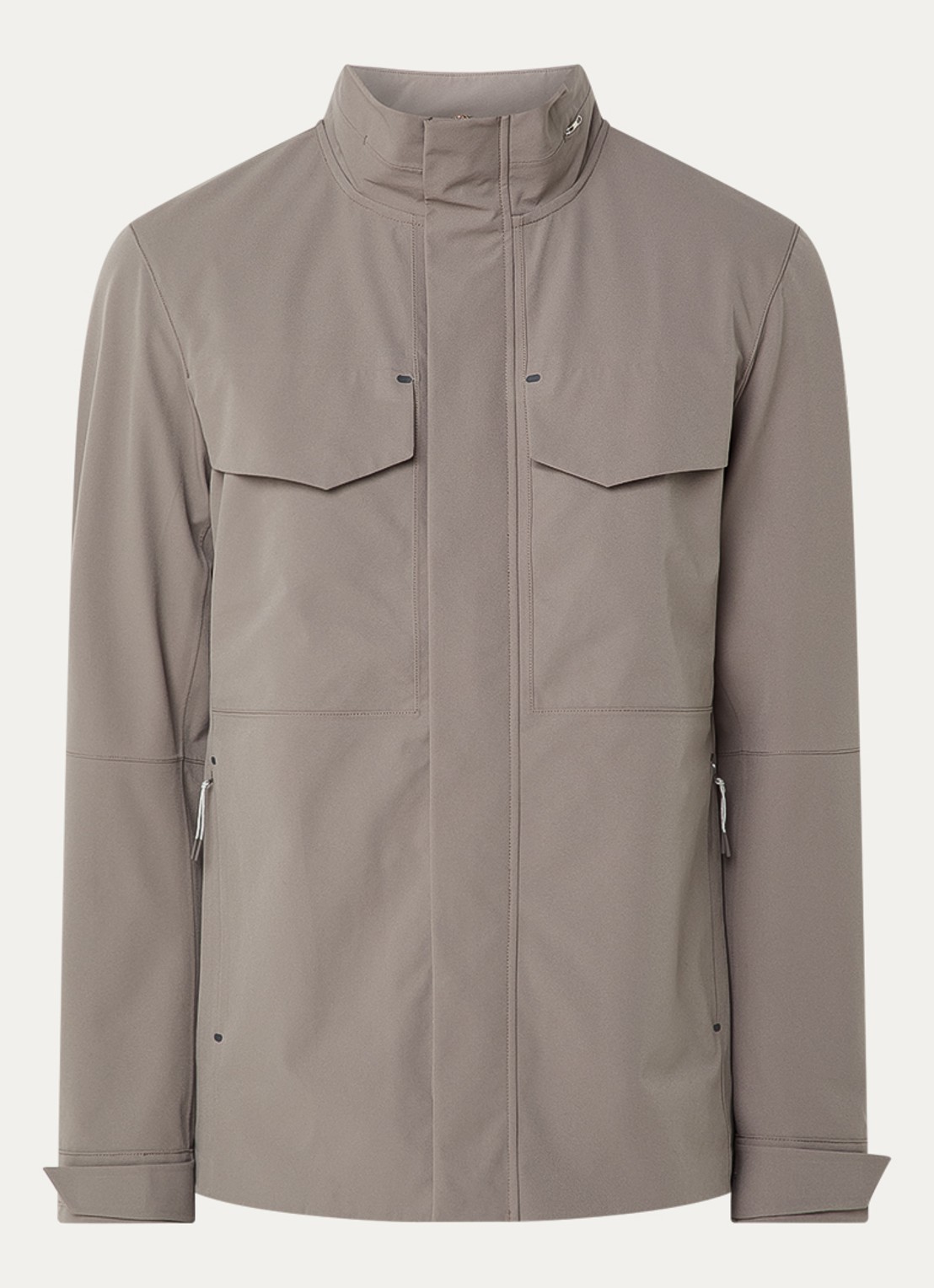 Boggi Milano Softshell jack met opbergbare capuchon en steekzakken - voorkant 2 bronsgroen