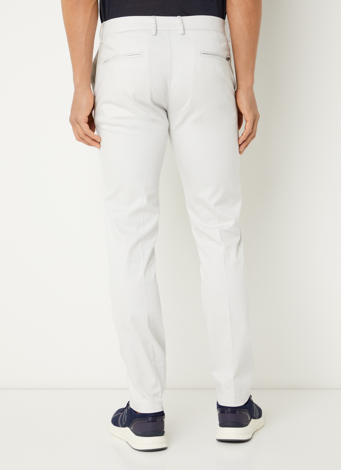 Boggi Milano Straight fit chino met steekzakken - achterkant gebroken wit