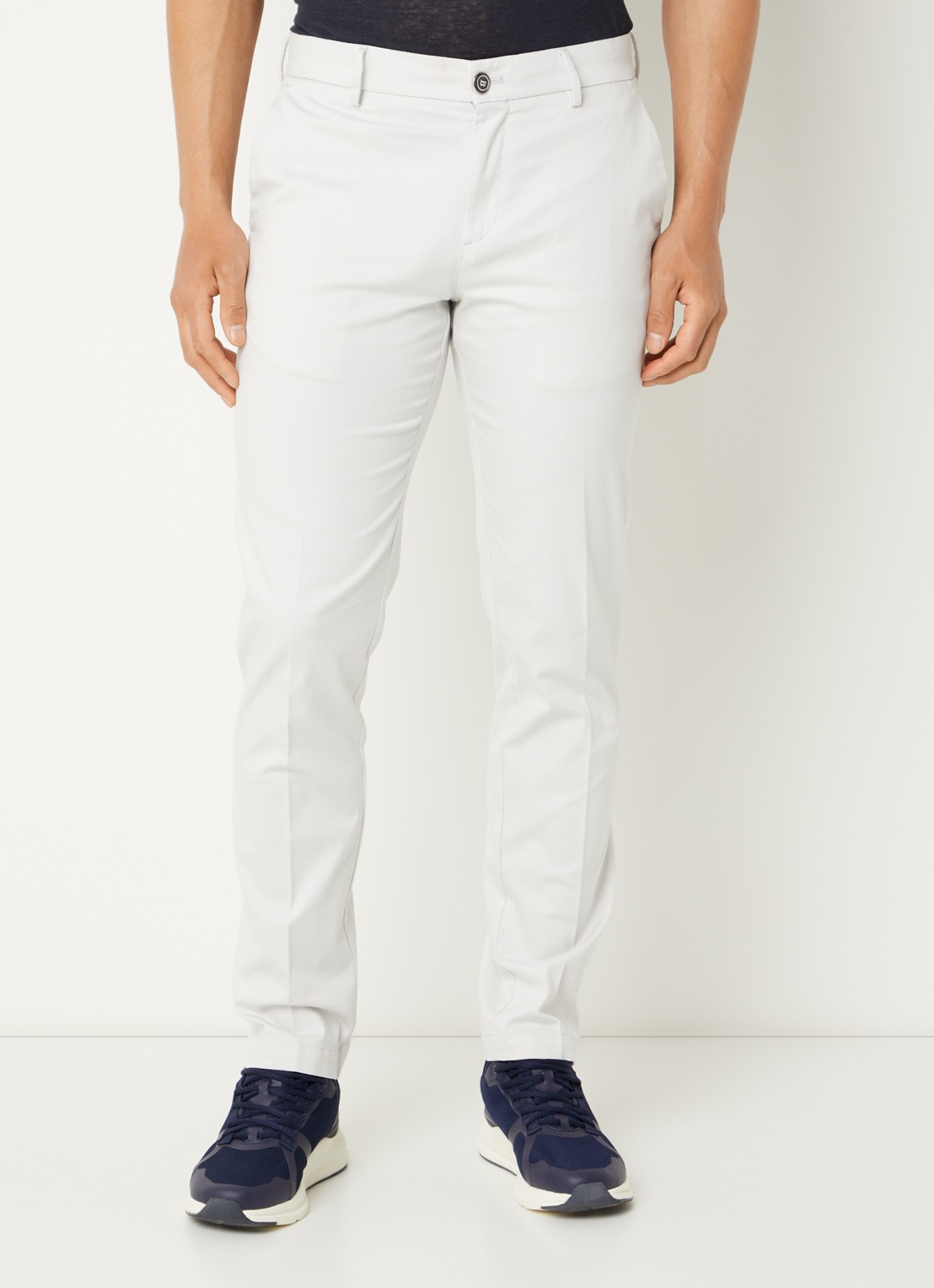 Boggi Milano Straight fit chino met steekzakken - detail 4 gebroken wit