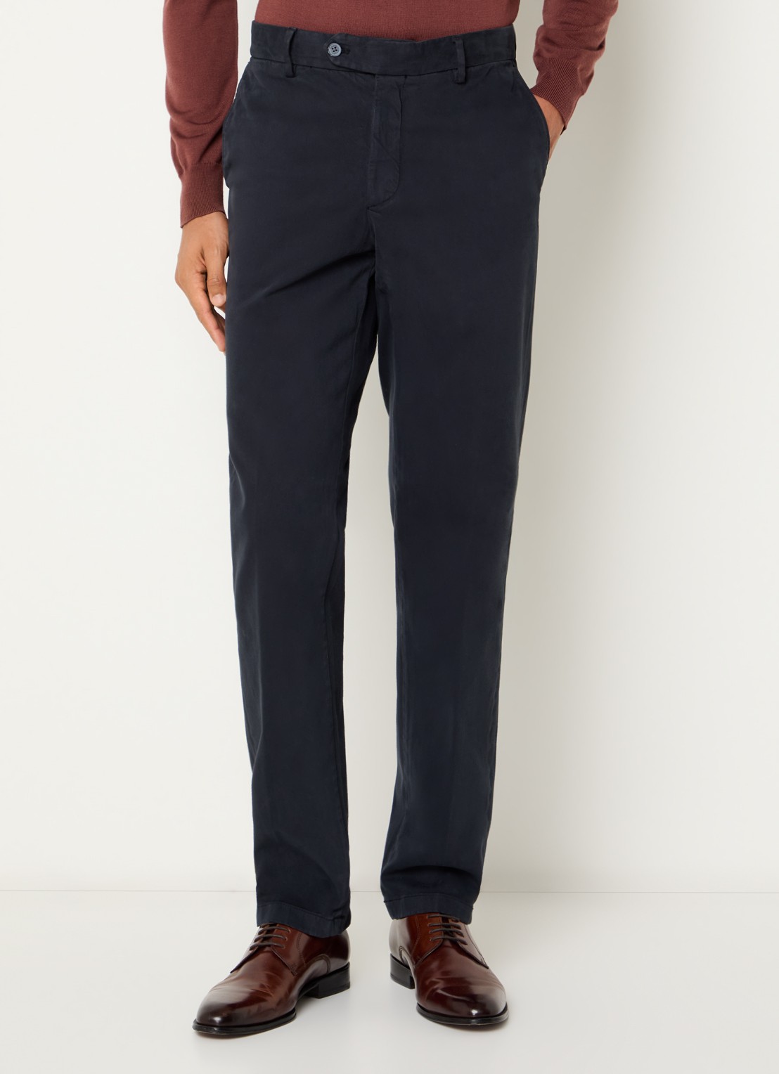 Boggi Milano Straight fit chino met steekzakken - detail donkerblauw