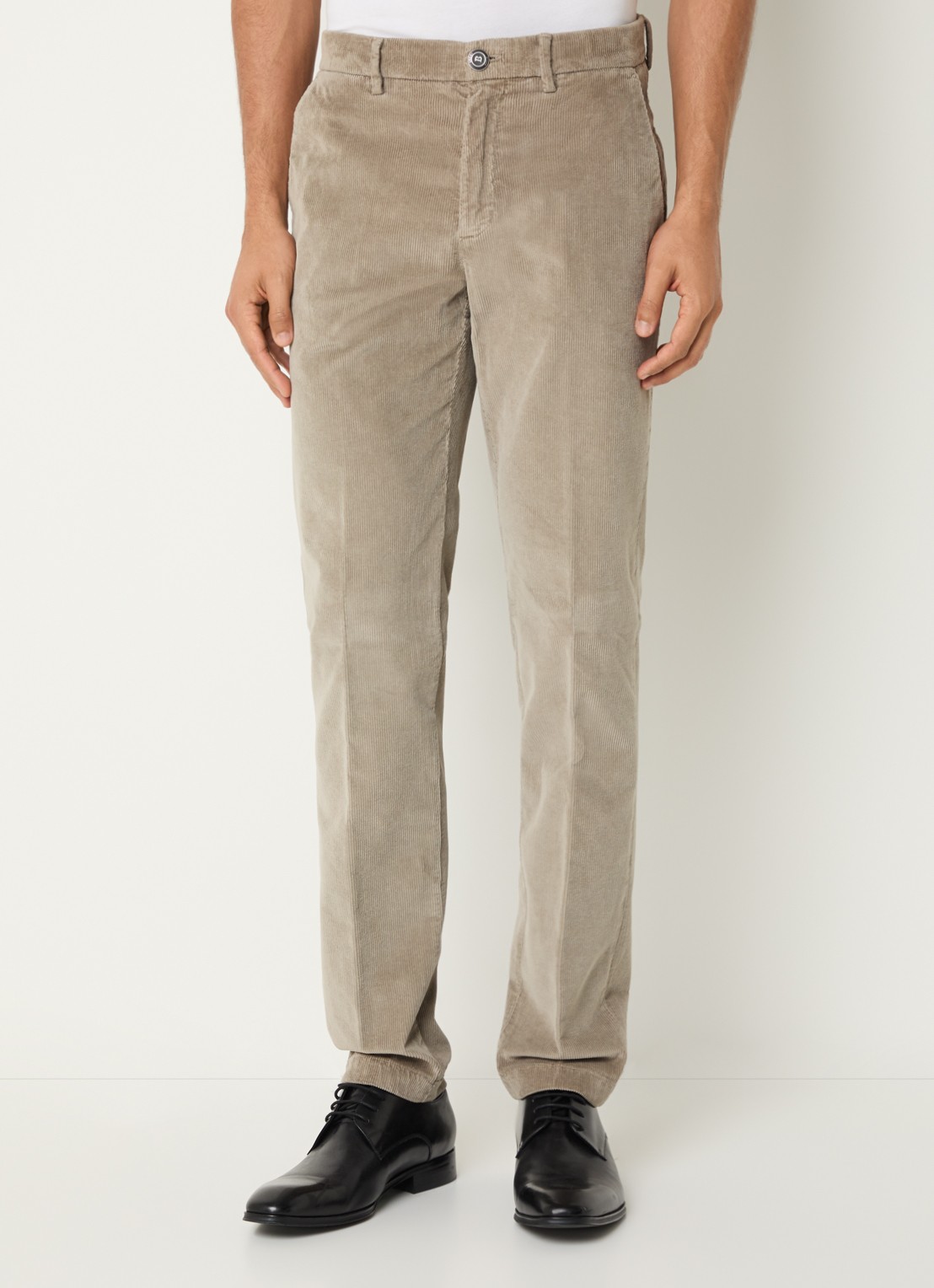 Boggi Milano Straight fit chino met structuur en steekzakken - detail beige