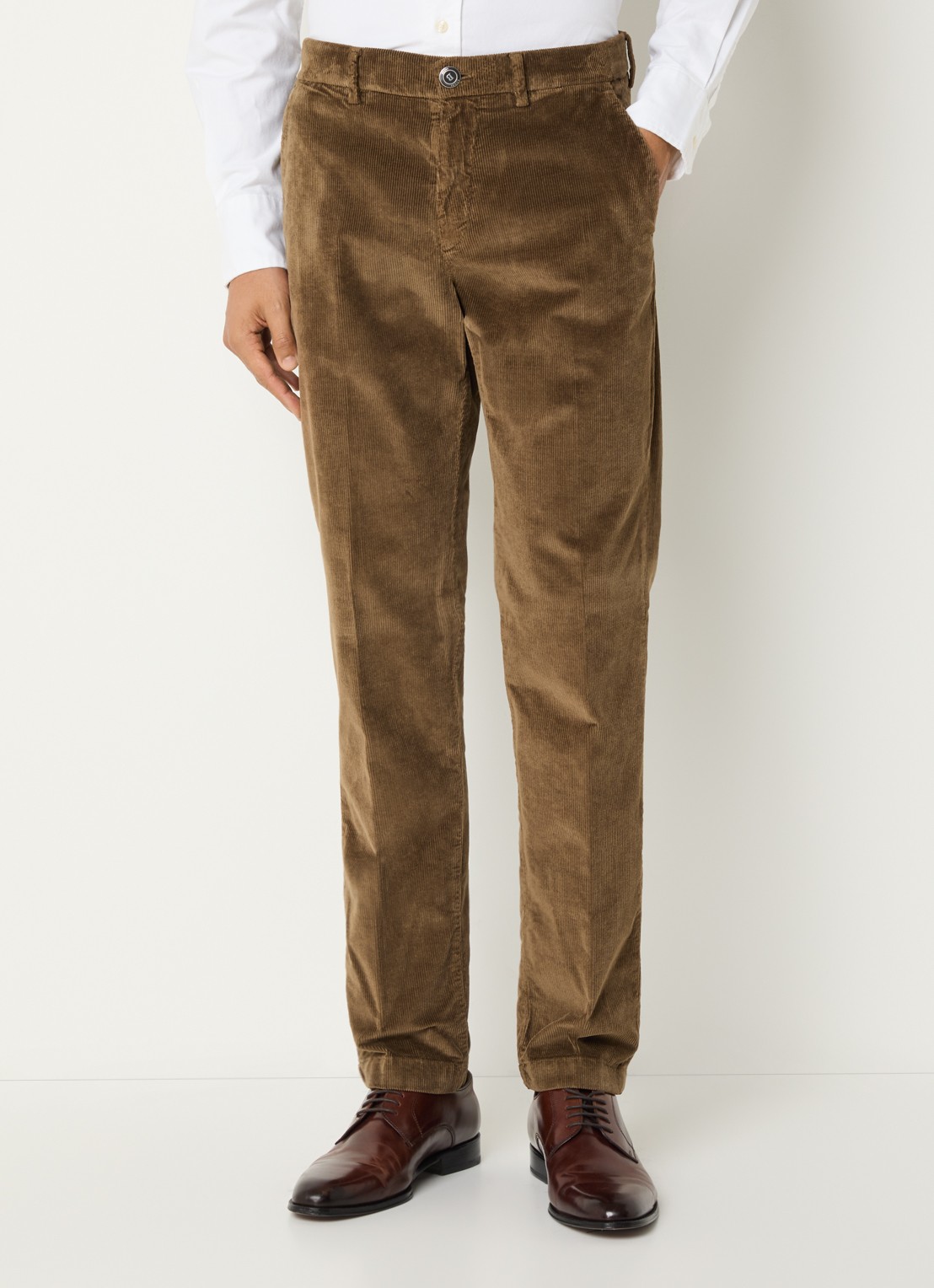Boggi Milano Straight fit chino met structuur - detail cognac