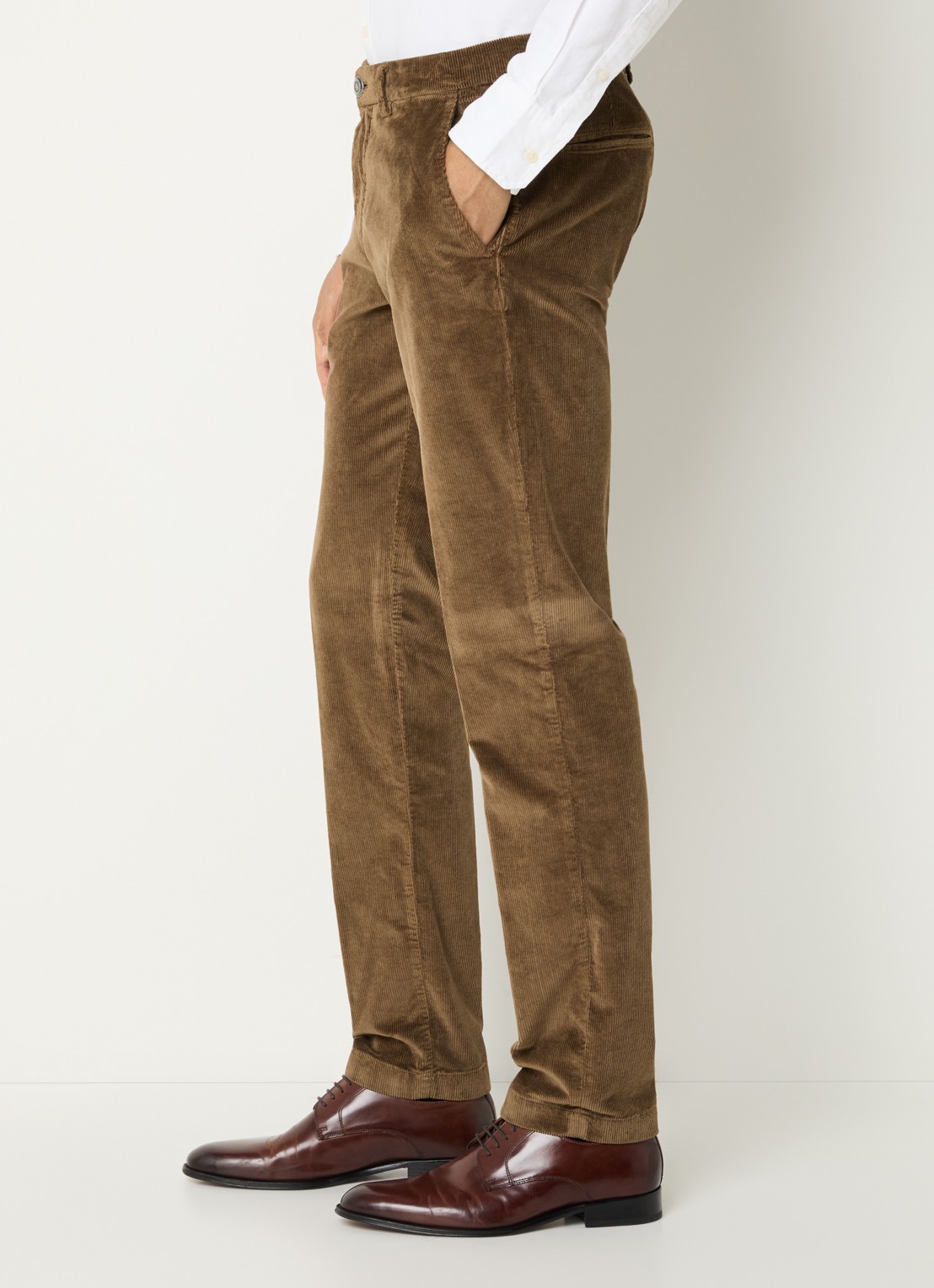 Boggi Milano Straight fit chino met structuur - detail 2 cognac