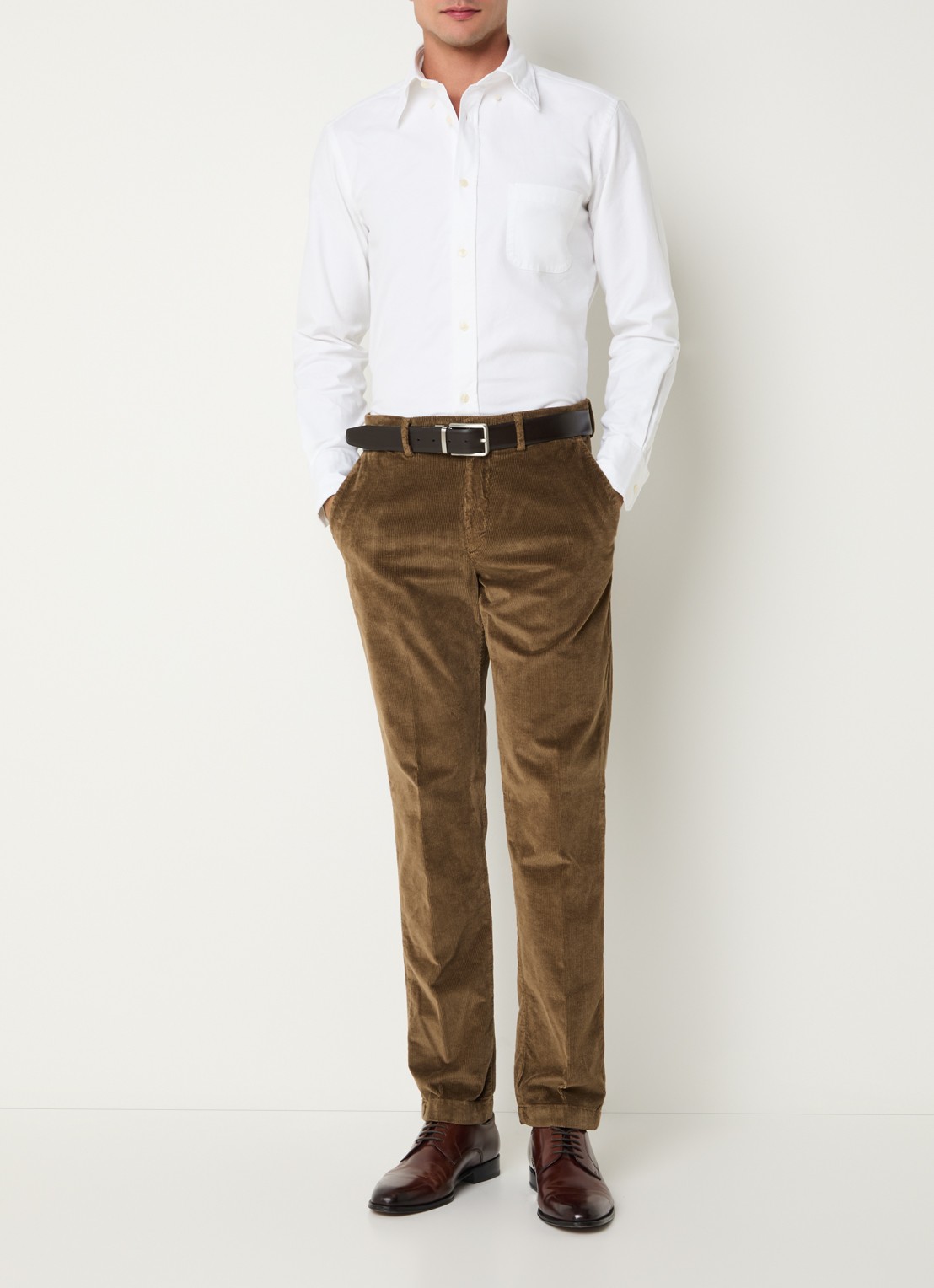 Boggi Milano Straight fit chino met structuur - voorkant 5 cognac