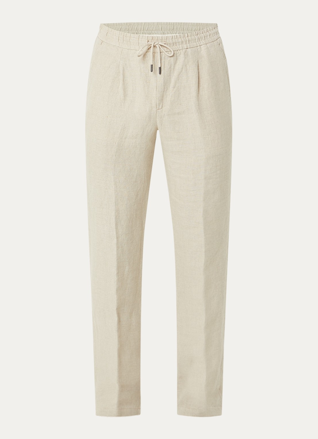 Boggi Milano Straight fit chino van linnen met steekzakken - voorkant 2 creme