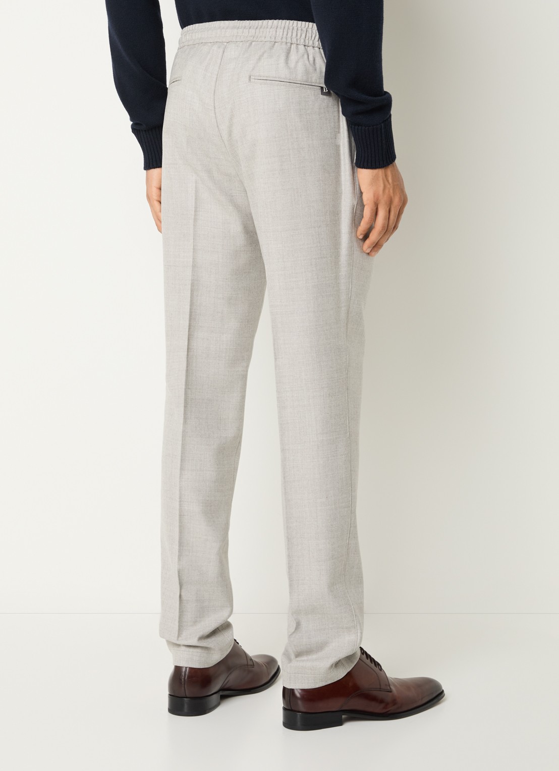 Boggi Milano Straight fit chino van wol met steekzakken - achterkant 5 creme