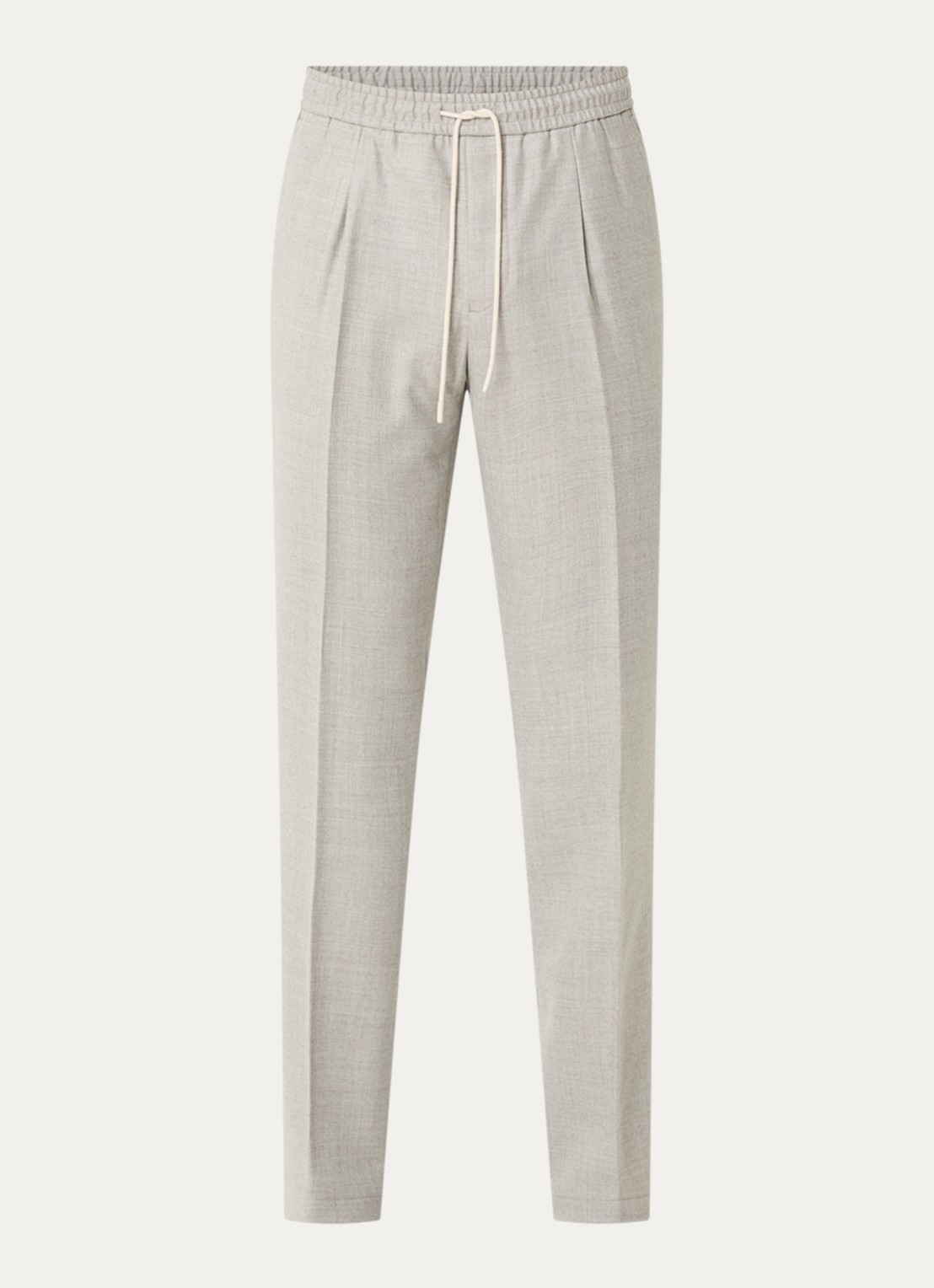 Boggi Milano Straight fit chino van wol met steekzakken - voorkant creme