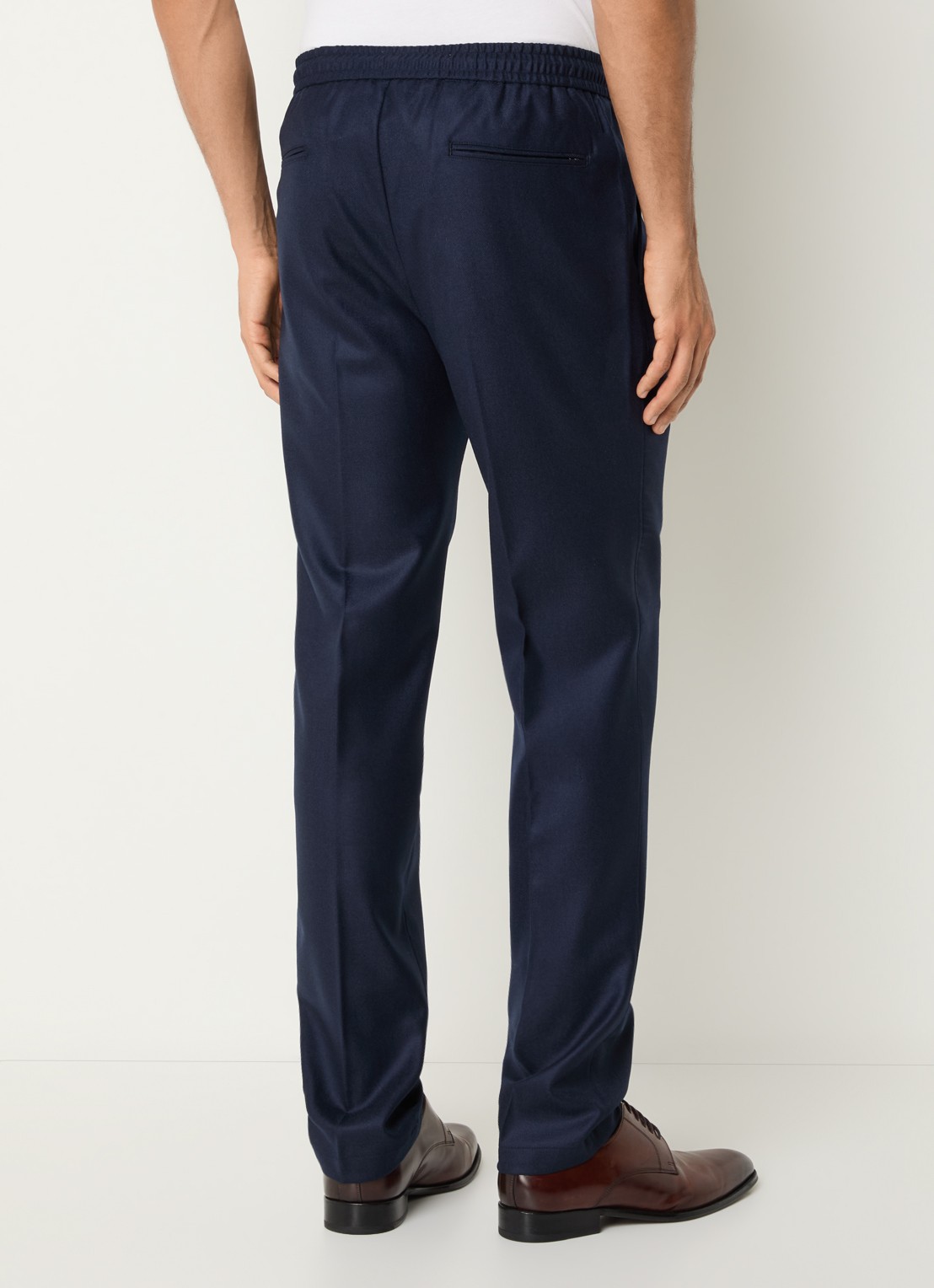 Boggi Milano Straight fit chino van wol met steekzakken - achterkant 5 donkerblauw