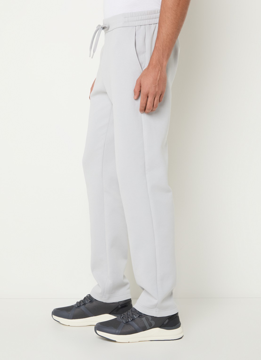 Boggi Milano Straight fit joggingbroek met steekzakken - detail 3 lichtgrijs