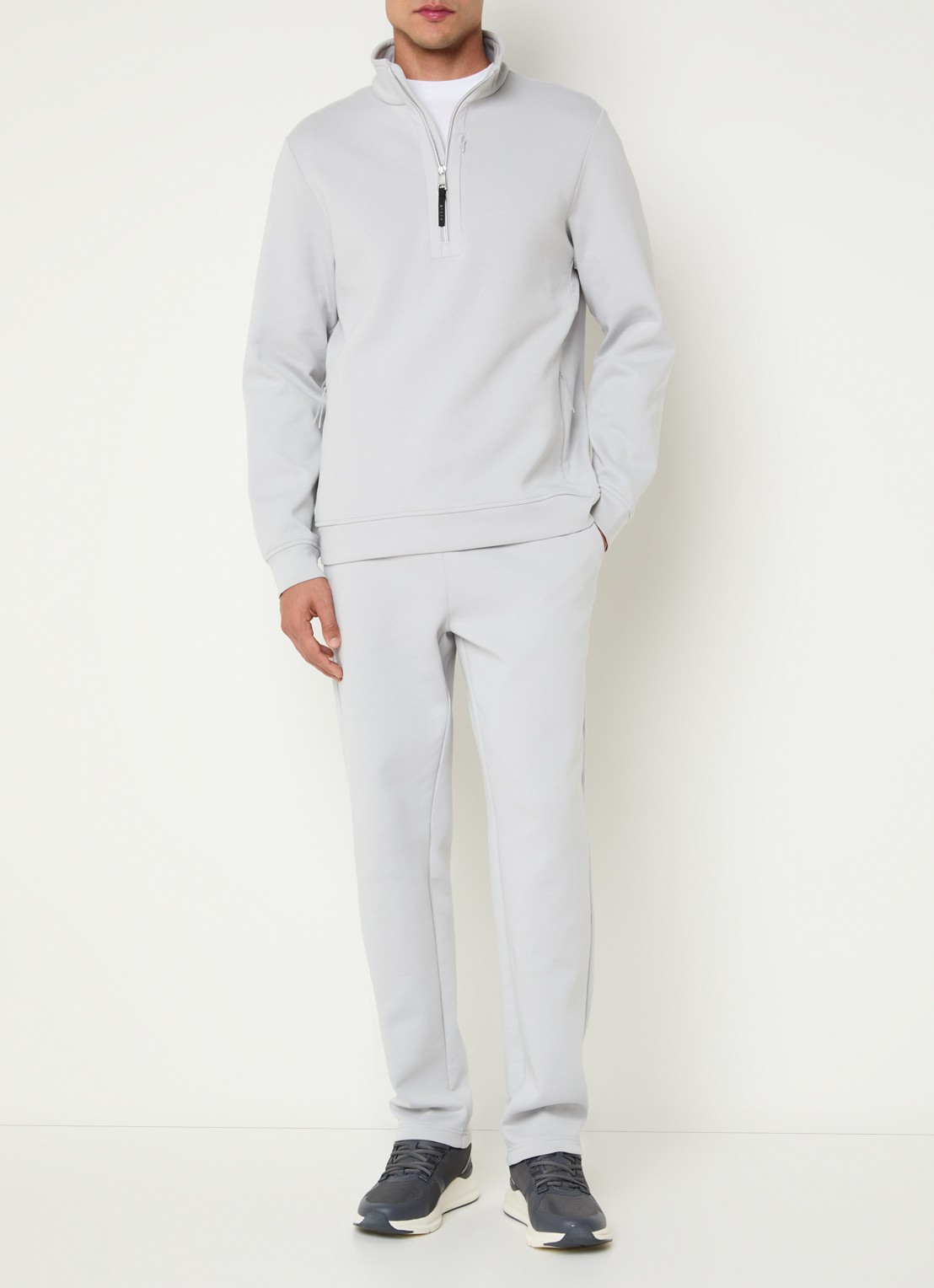 Boggi Milano Straight fit joggingbroek met steekzakken - voorkant 5 lichtgrijs