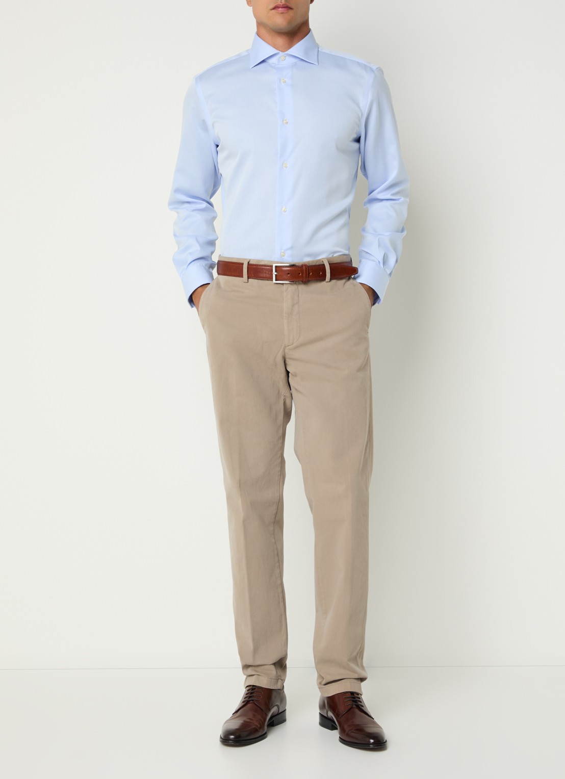 Boggi Milano Straight fit joggingbroek met steekzakken - voorkant 3 beige