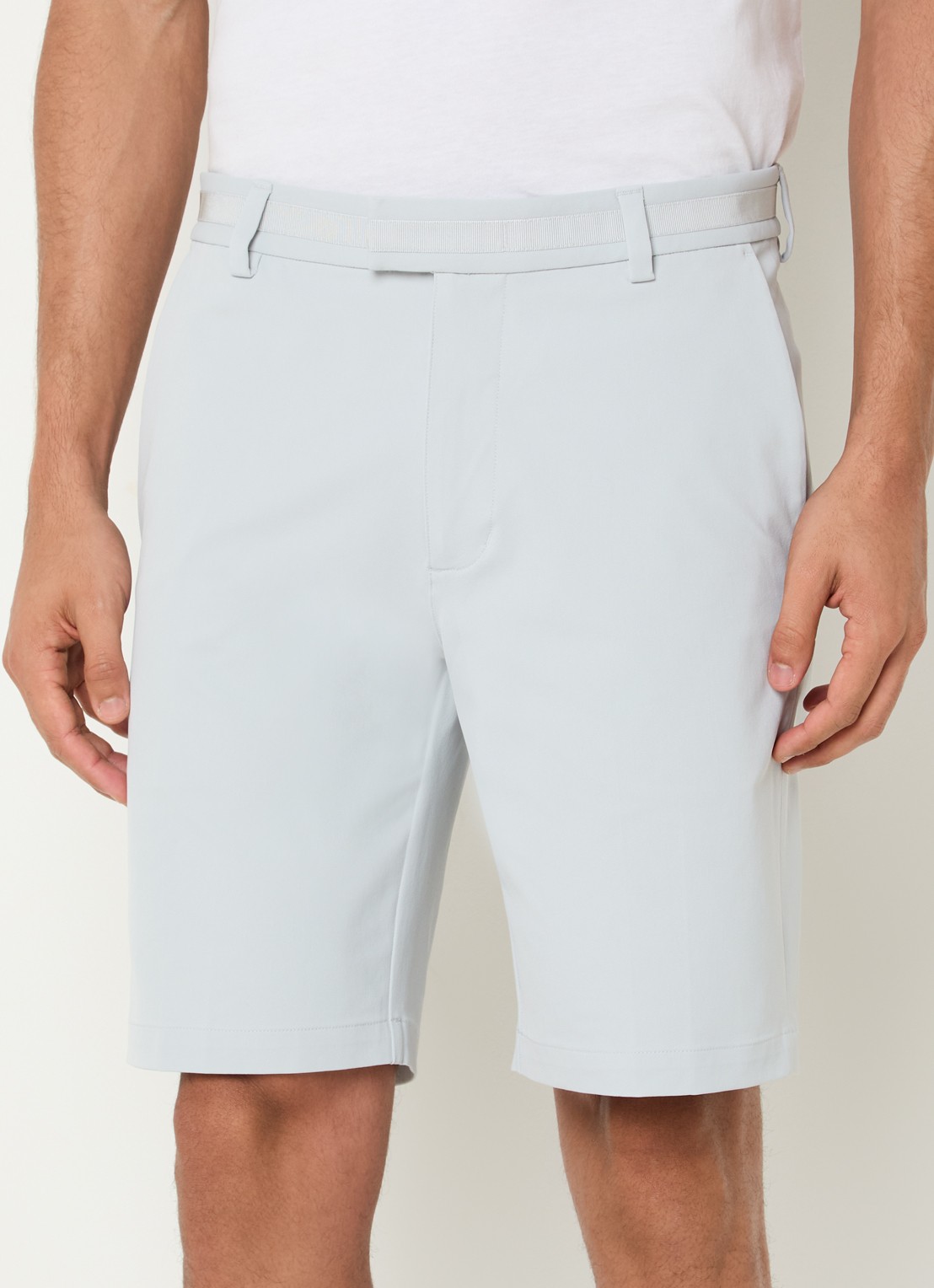 Boggi Milano Straight fit korte broek met steekzakken - detail lichtgrijs