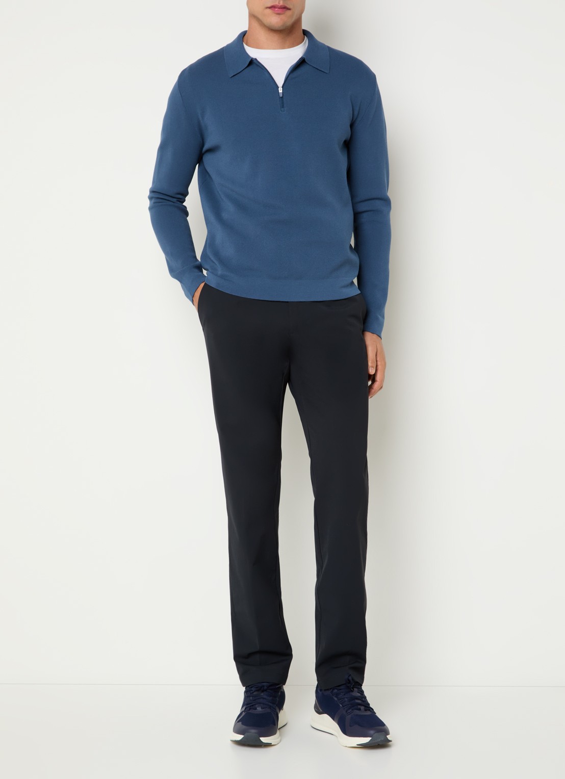 Boggi Milano Straight fit pantalon met steekzakken - voorkant 2 donkerblauw