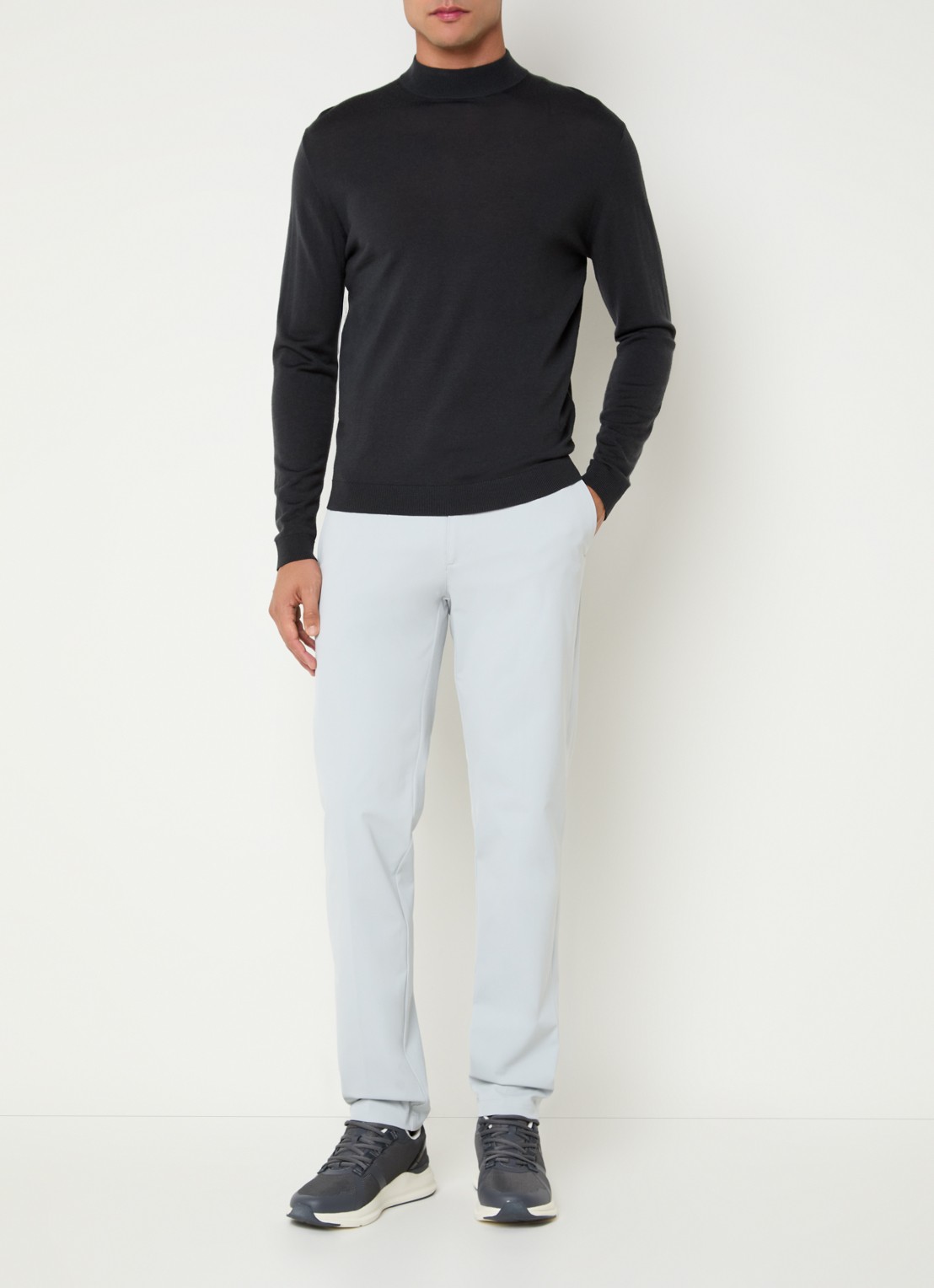 Boggi Milano Straight fit pantalon met steekzakken - voorkant 3 lichtgrijs