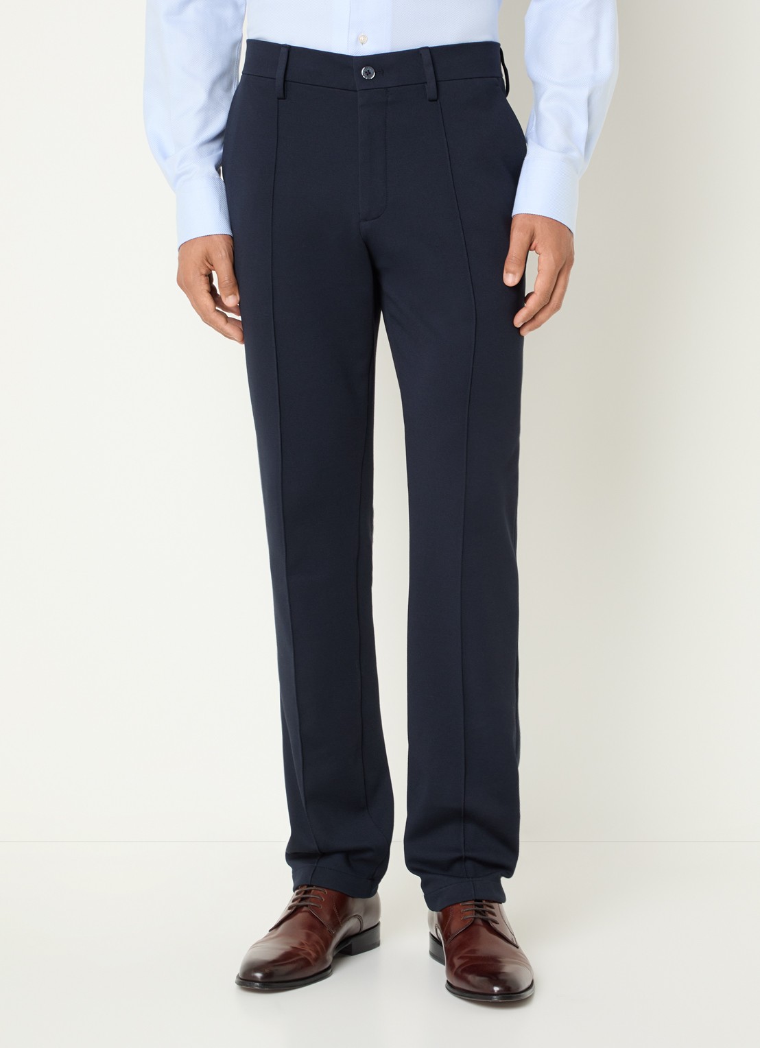 Boggi Milano Straight fit pantalon met steekzakken - detail donkerblauw