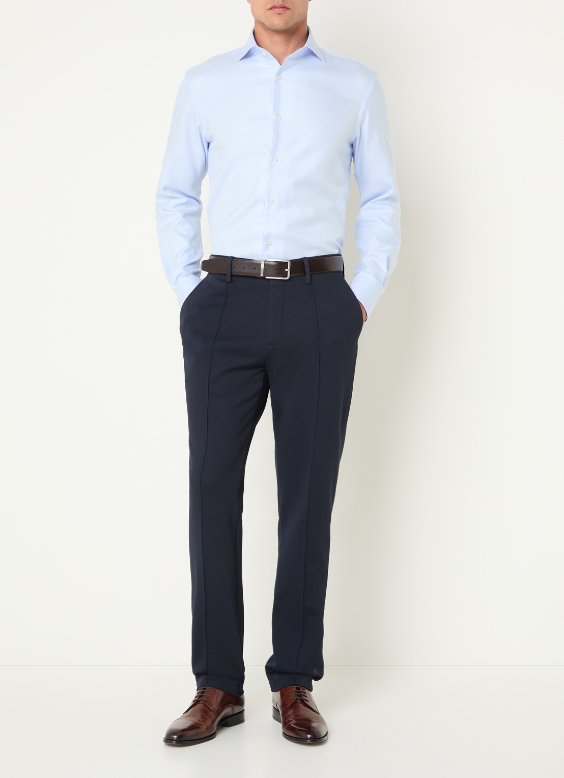 Boggi Milano Straight fit pantalon met steekzakken - voorkant 5 donkerblauw