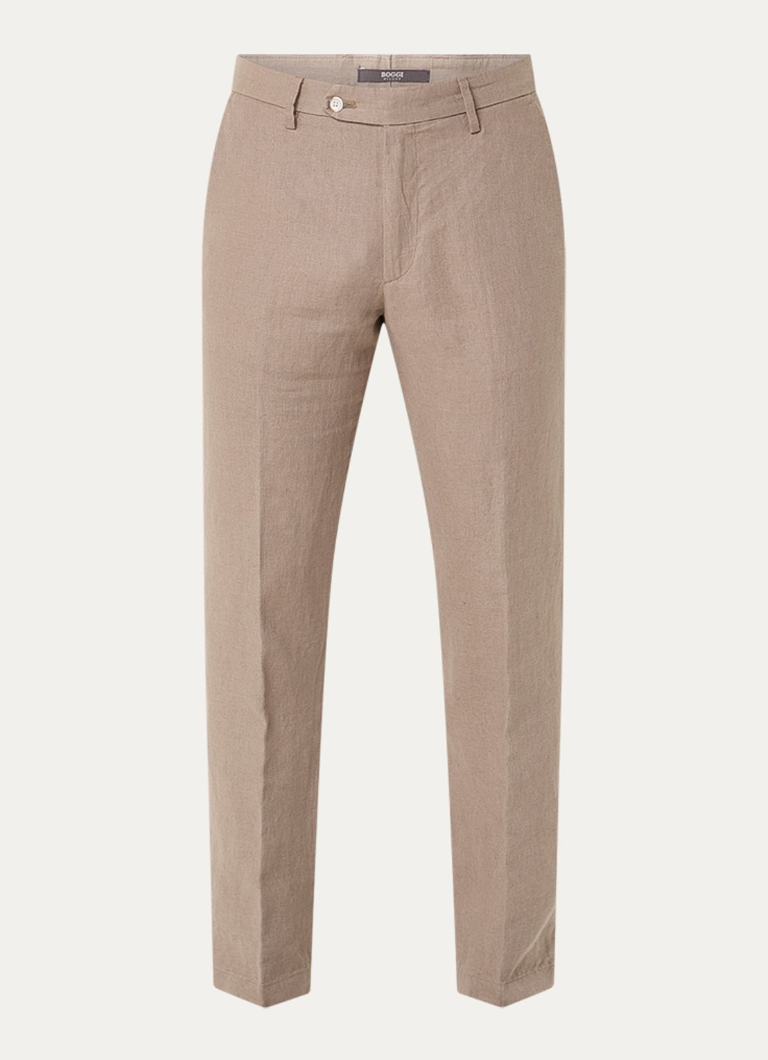 Boggi Milano Straight fit pantalon van linnen met steekzakken - voorkant 2 zand