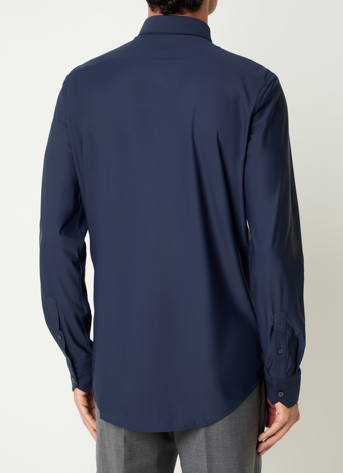 Boggi Milano Strijkvrij regular fit overhemd met stretch - achterkant 4 donkerblauw