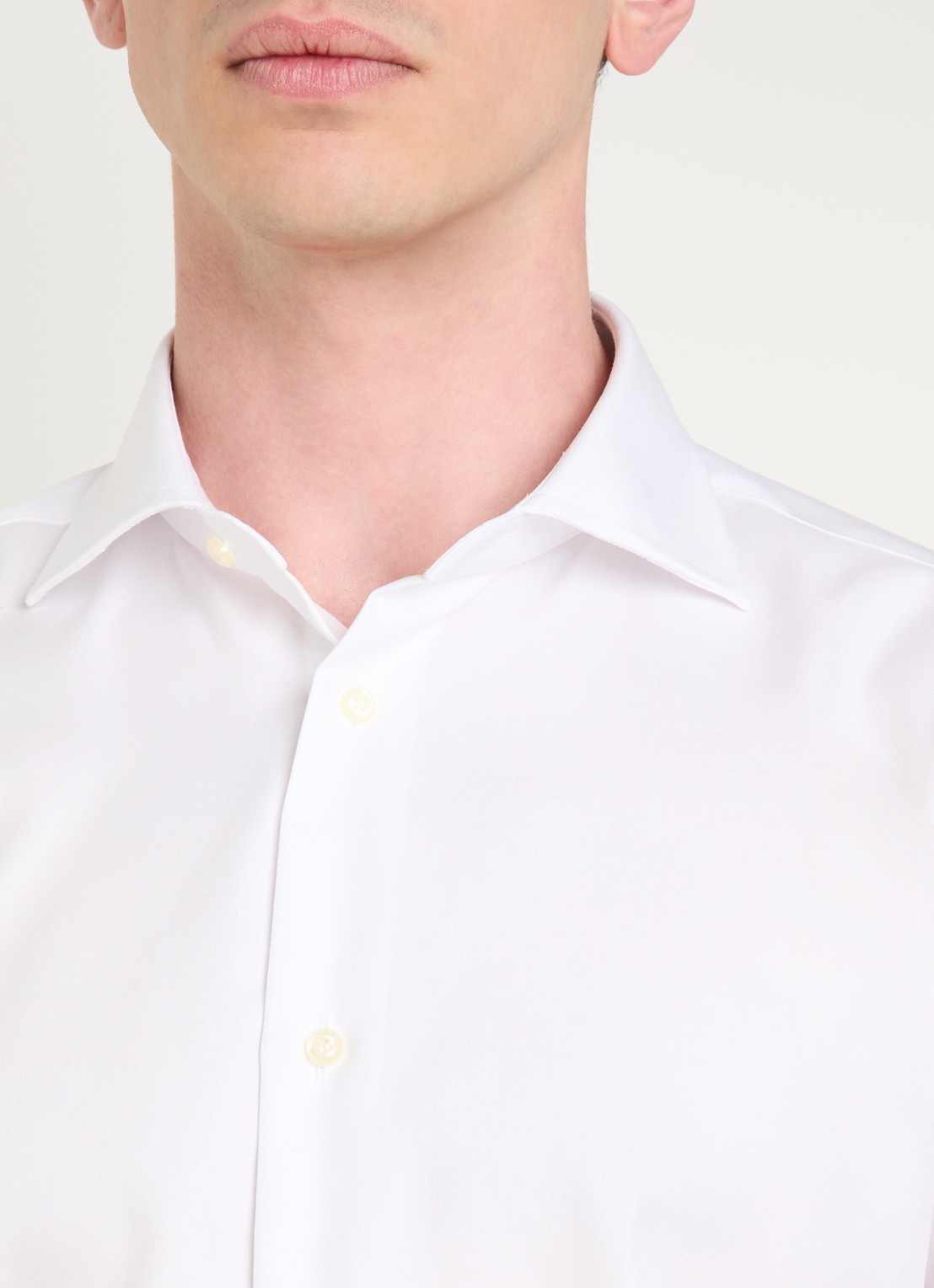Boggi Milano Strijkvrij slim fit overhemd met widespread kraag - detail 4 wit