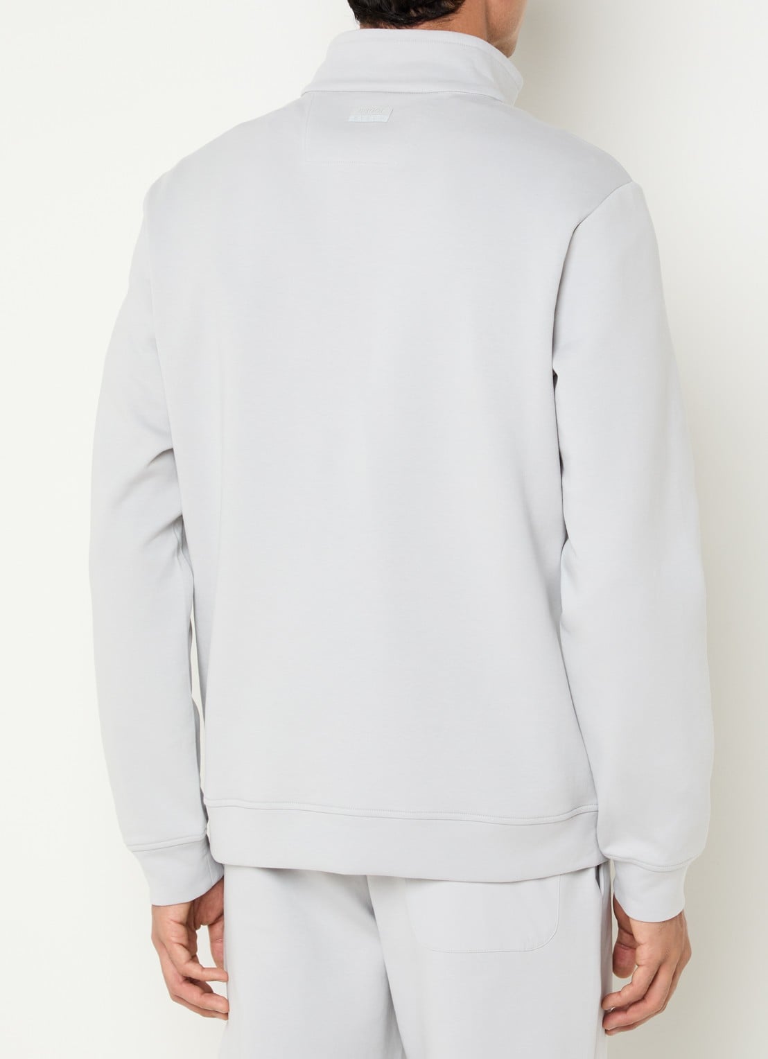 Boggi Milano Sweater met halve rits - achterkant lichtgrijs